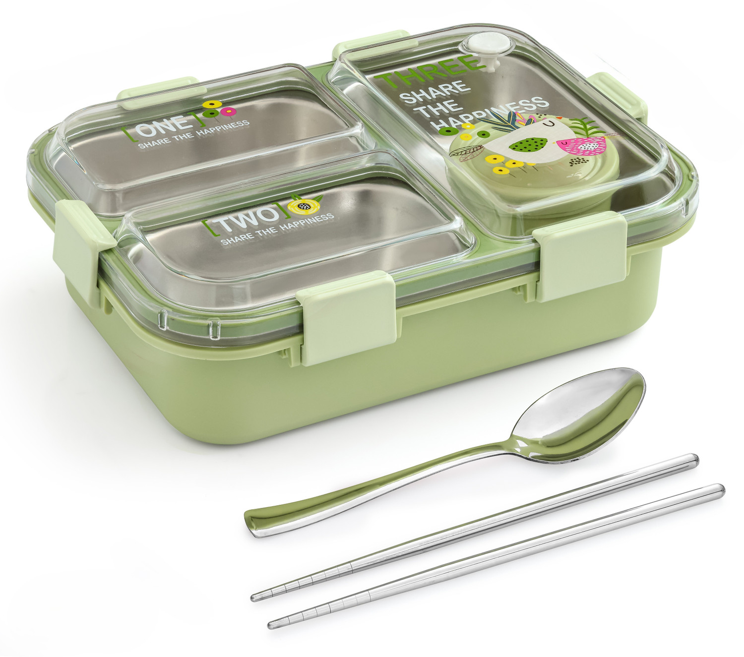 Image of Boxito HAPPINESS 3 Containers Stainless Steel School Lunch Box