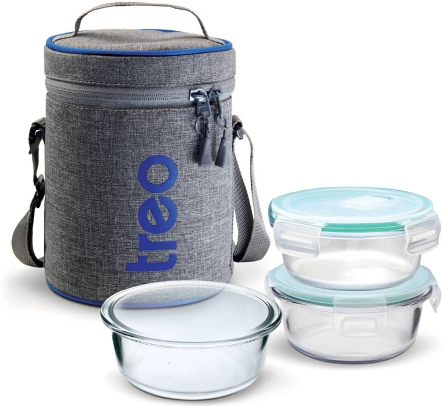 TREO ALL FRESH BOROSILICATE GLASS TIFFIN 3PCS SET 3 Containers Glass Office Lunch Box