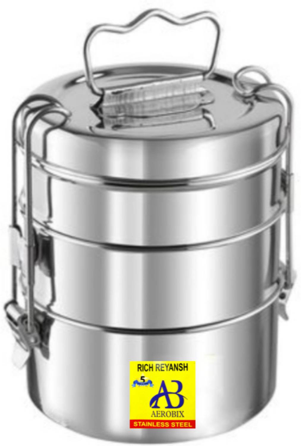 AEROBIX Stainless Steel Food grade lunch box for meals school, office, use 3 Containers Stainless Steel Office Lunch Box
