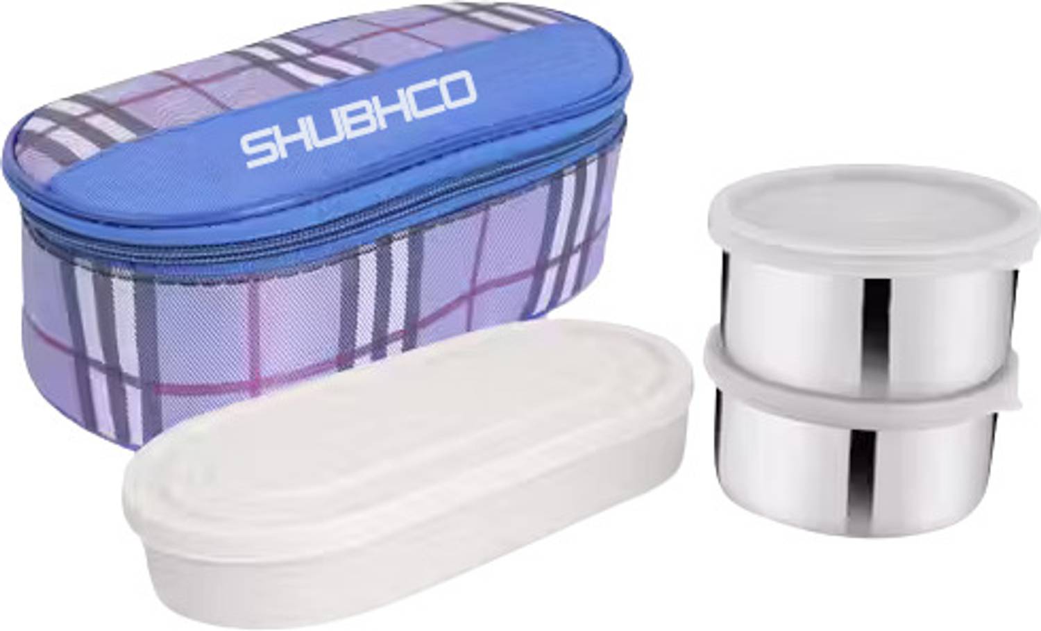 SHUBHCO Stainless Steel Lunch Box with Insulated Bag for Office & School 3 Containers Stainless Steel College Lunch Box — Accessories