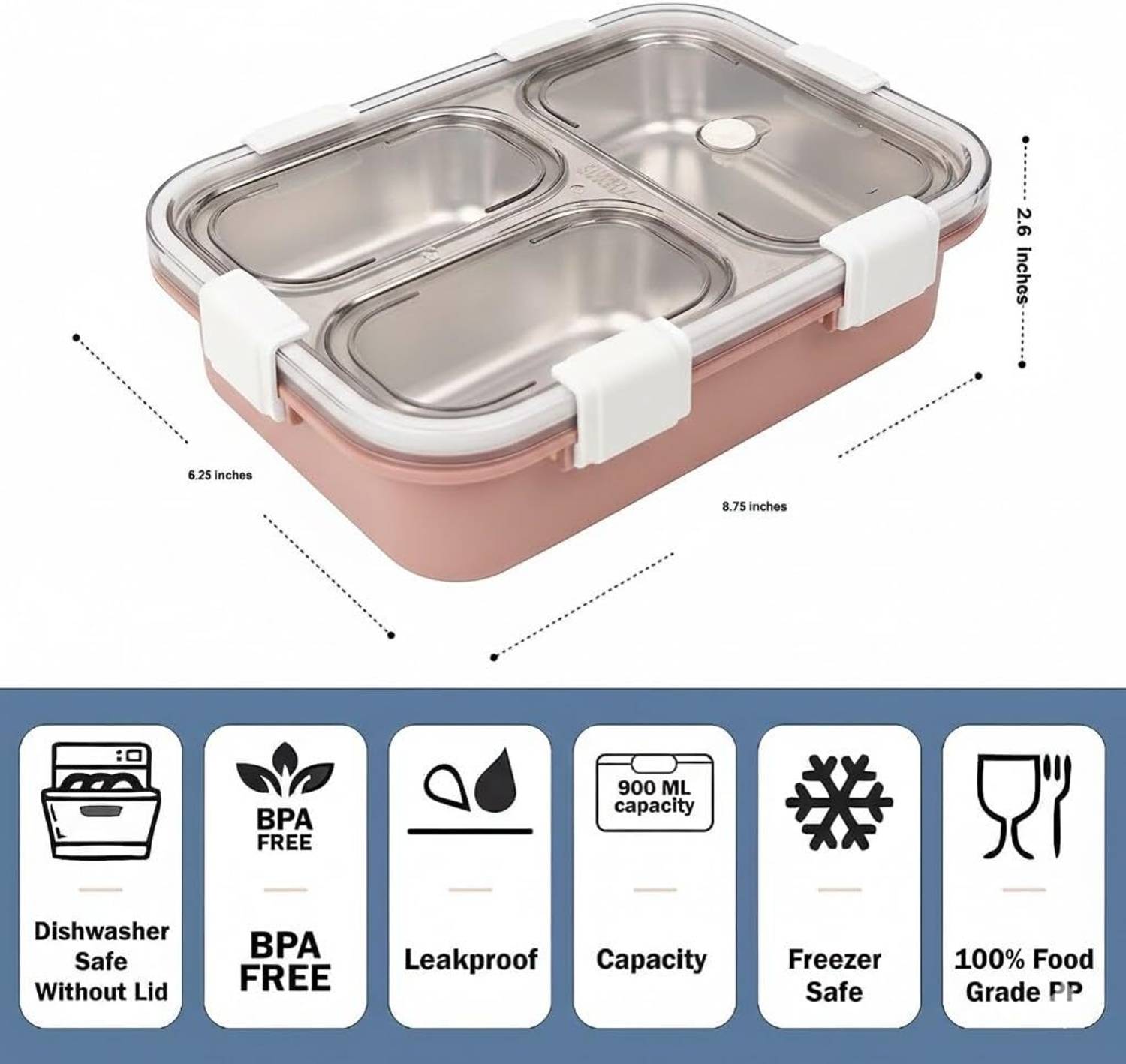 DVH 3 Compartment Leakproof Bento Box - Image 4