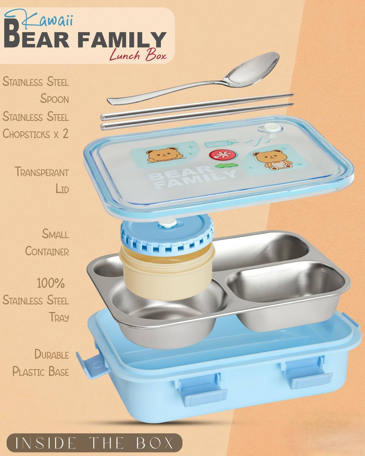 Boxito Steel Leak Proof Lunch Box 3 Containers - Image 3