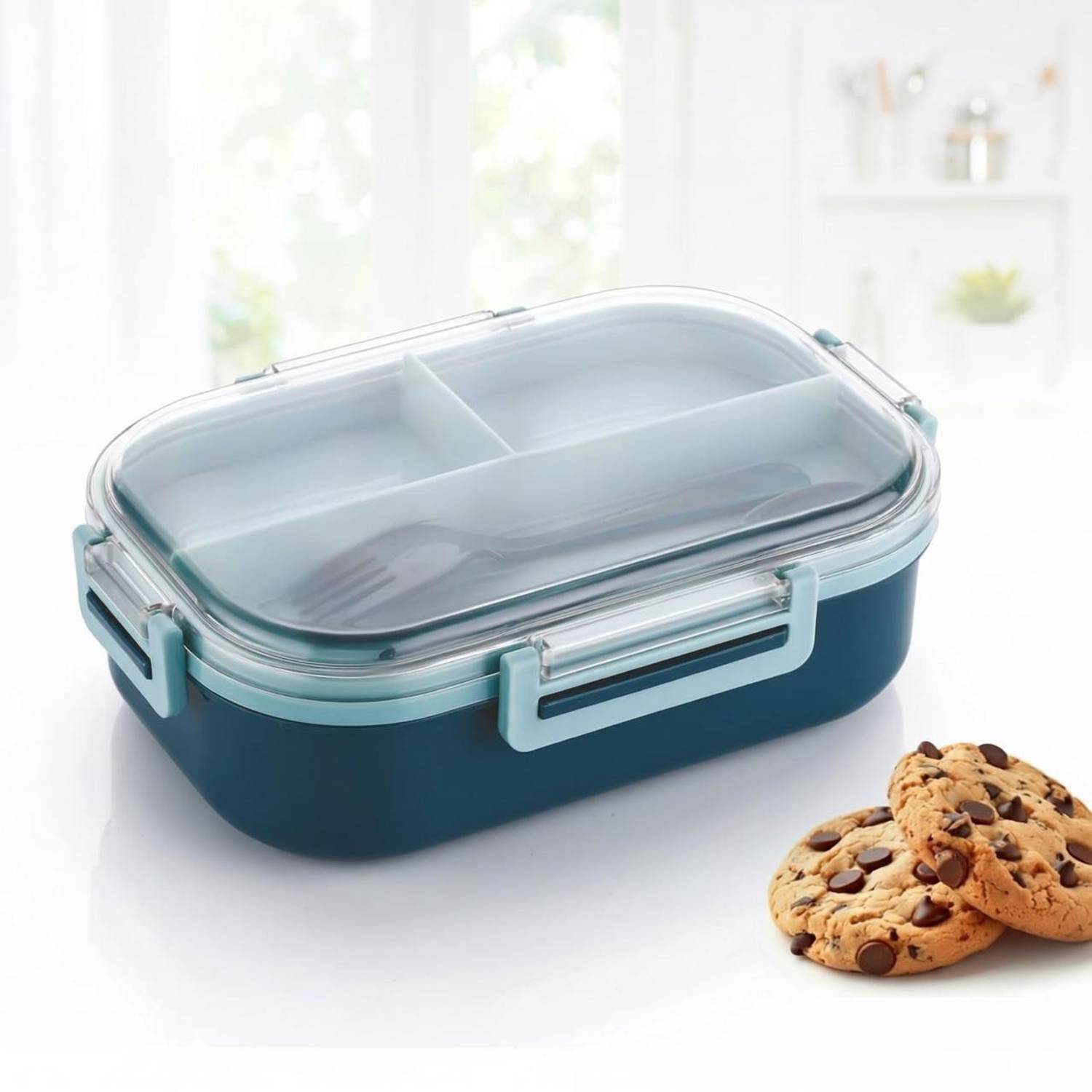 ARCYU Plastic lunchbox for kids, Plastic Pickle Box | Spoon 3 Containers Plastic School Lunch Box