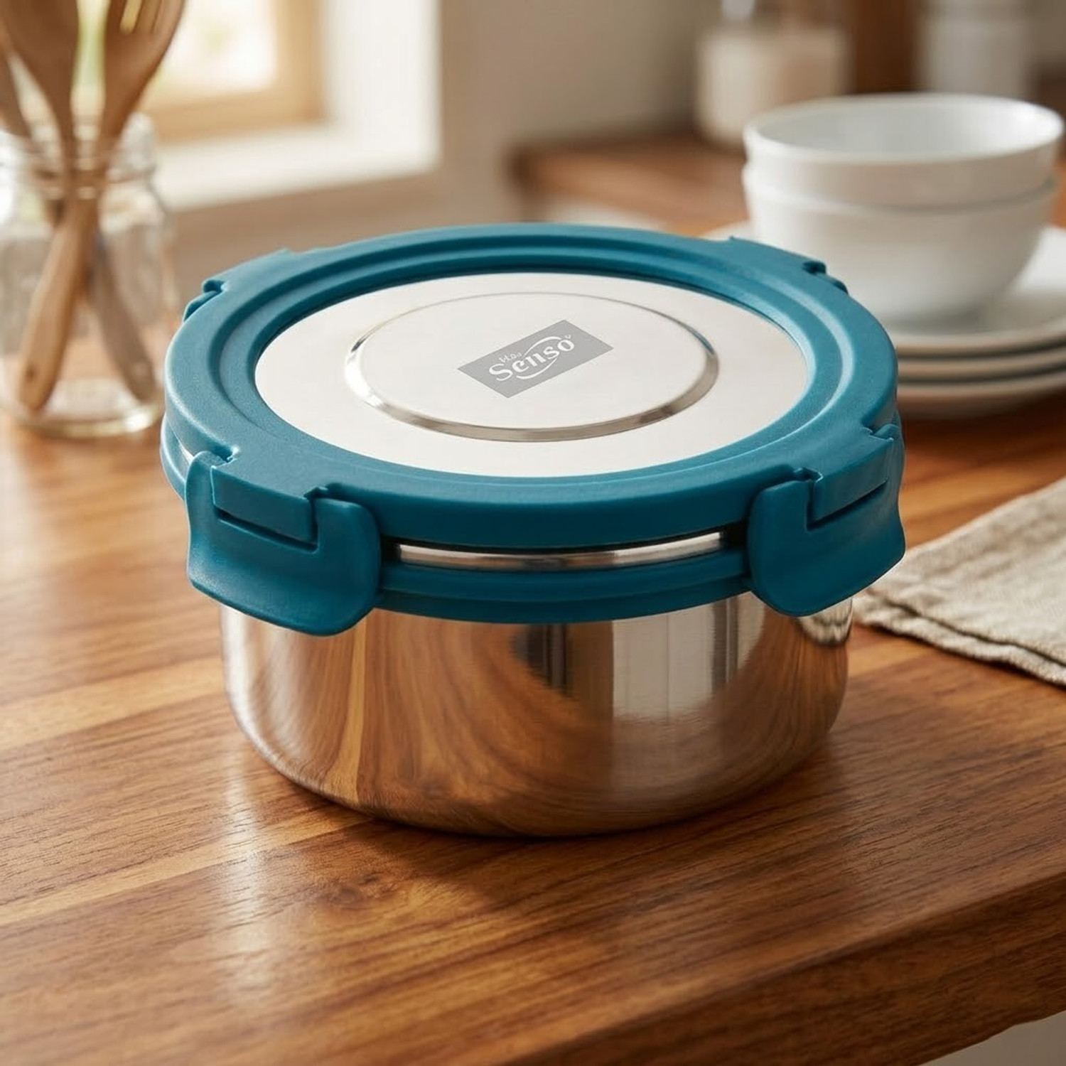 Image of Max Senso Apolo Stainless Steel Airtight & Leak Proof Lunch Container (Blue) 1 1 Containers Stainless Steel, Plastic Office Lunch Box