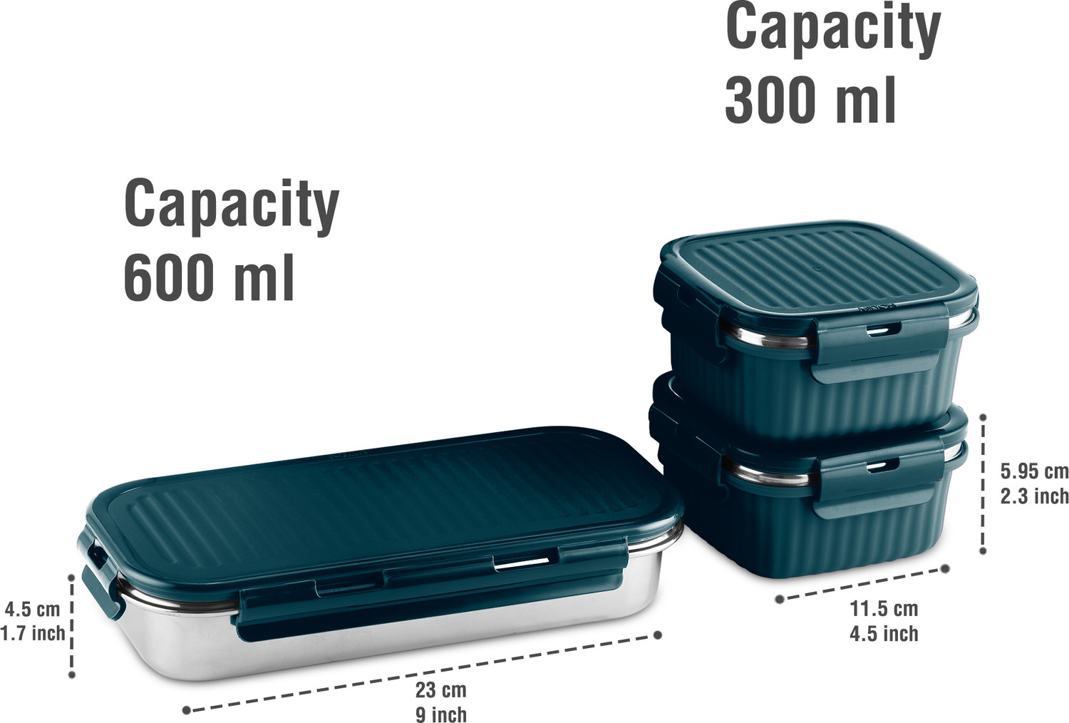 Image of MILTON Lush Lunch Box Stainless Steel Containers Jacket for Office, School, Teal Blue 3 Containers Stainless Steel College Lunch Box
