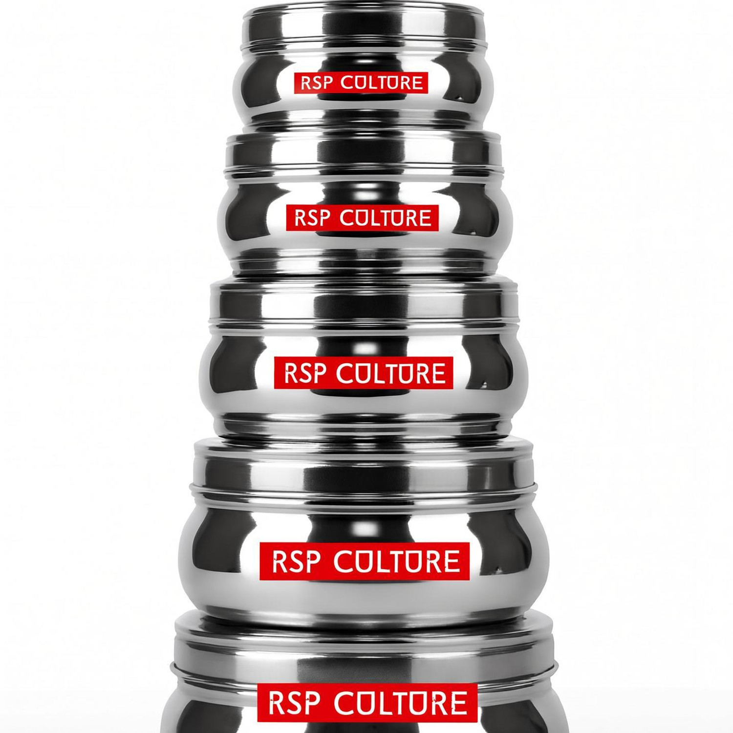 Image of RSP Culture Stainless steel utlity Container 200 ml, 400ml, 650ml,950ml set of 4 Containers Stainless Steel School Lunch Box (1300 ml)