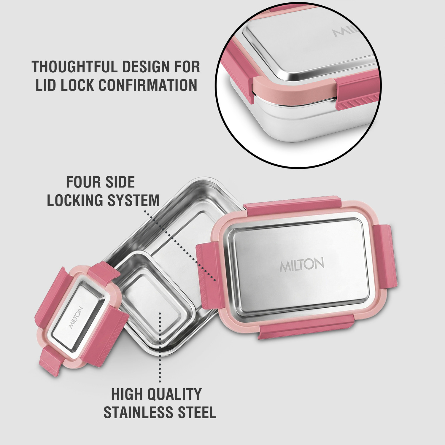 Image of MILTON Modern Meal Sr 2 Containers Stainless Steel College Lunch Box