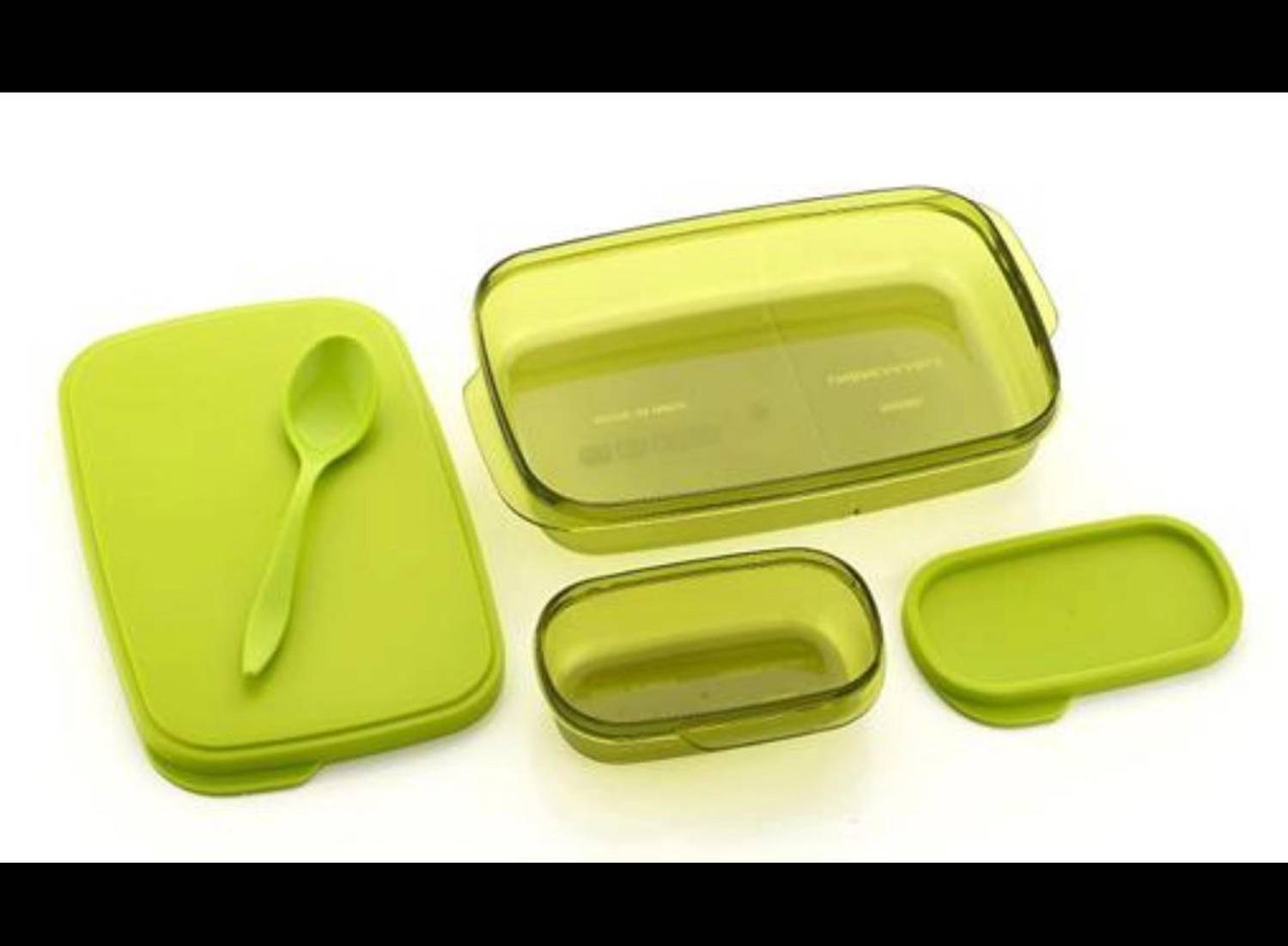 AARAV Lunch Box Green For School 550ml 2 Containers 1 Containers Plastic School Lunch Box
