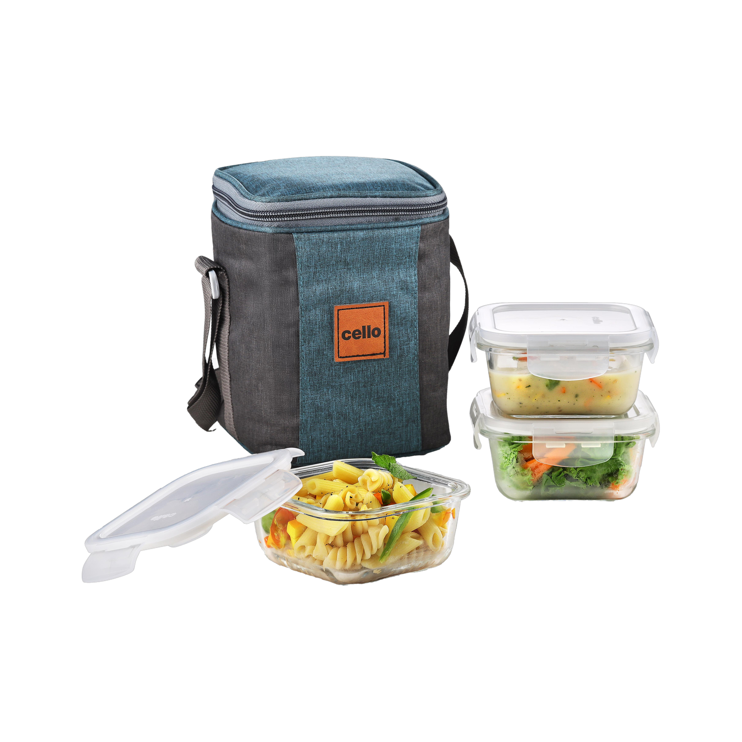cello Elite Square, Leakproof, Microwave safe (320 ml) 3 Containers Glass Office Lunch Box