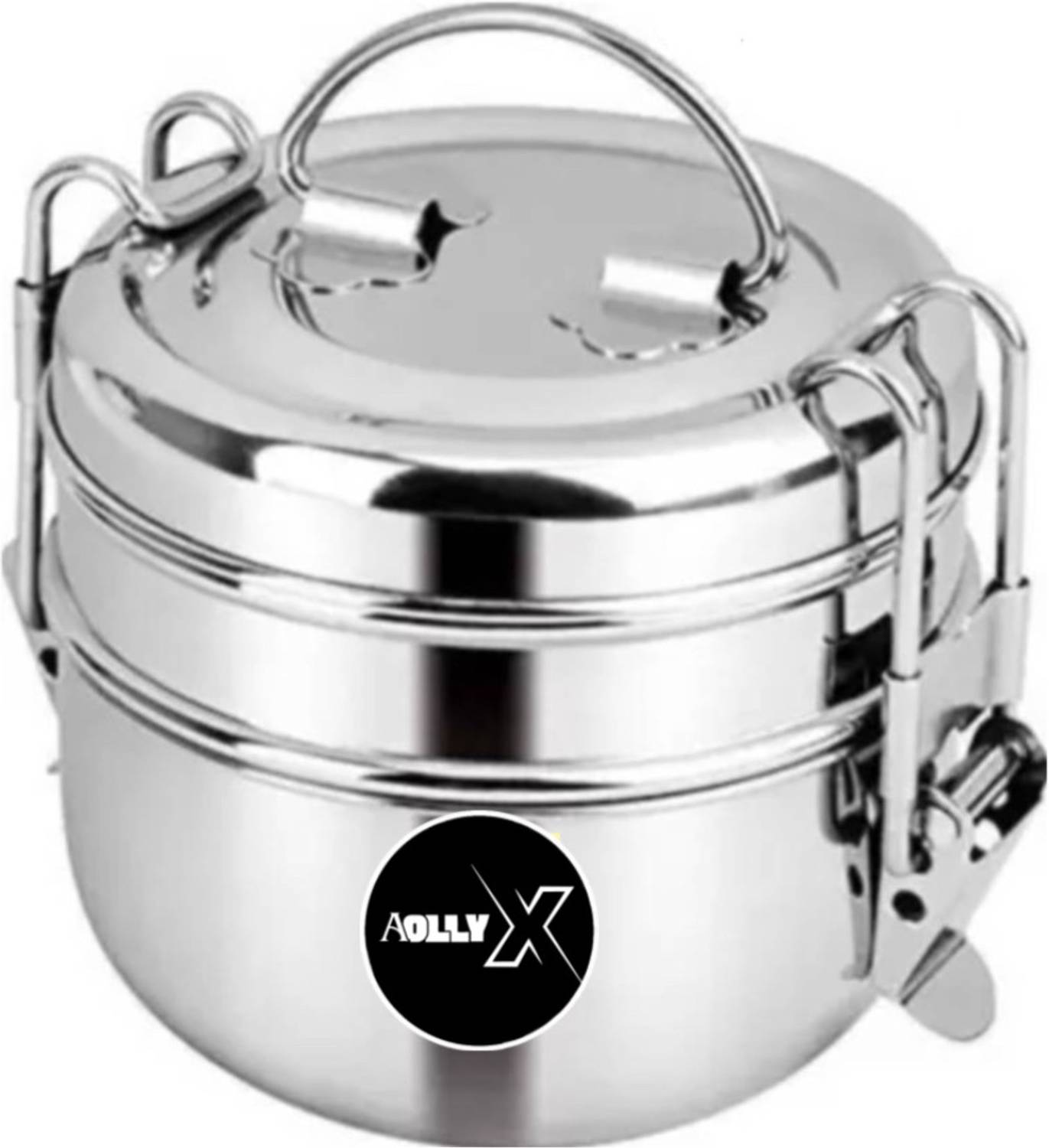 AOLLYX Stainless steel traditional tiffin clip carrier lunch box size 8/2 2 Containers Stainless Steel School Lunch Box