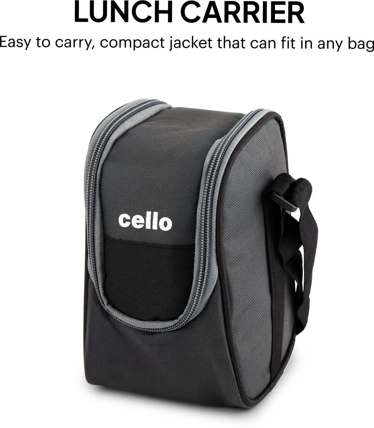 Image of cello Steelox Black Set of 3 (225ml, 375ml, 550ml) Containers with Bag 3 Containers Stainless Steel Office Lunch Box
