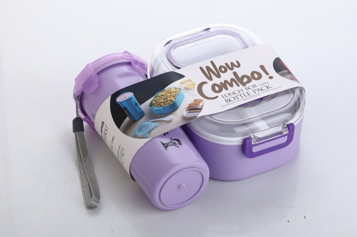 AOLTURI 3 compartment Lunch Box / Tiffin Box with Water Bottle 3 Containers Lunch Box