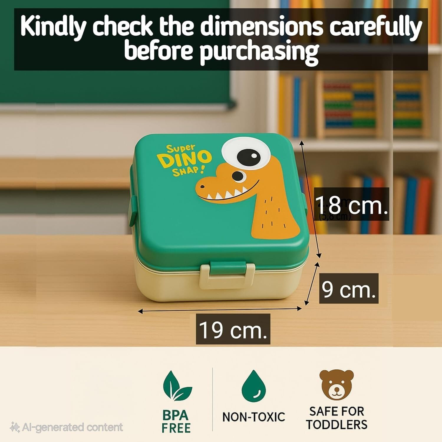 Image of FLOWN ENTERPRISE Super Dino Lunch Box 2 Layer Stainless Steel 6 Containers Plastic School Lunch Box