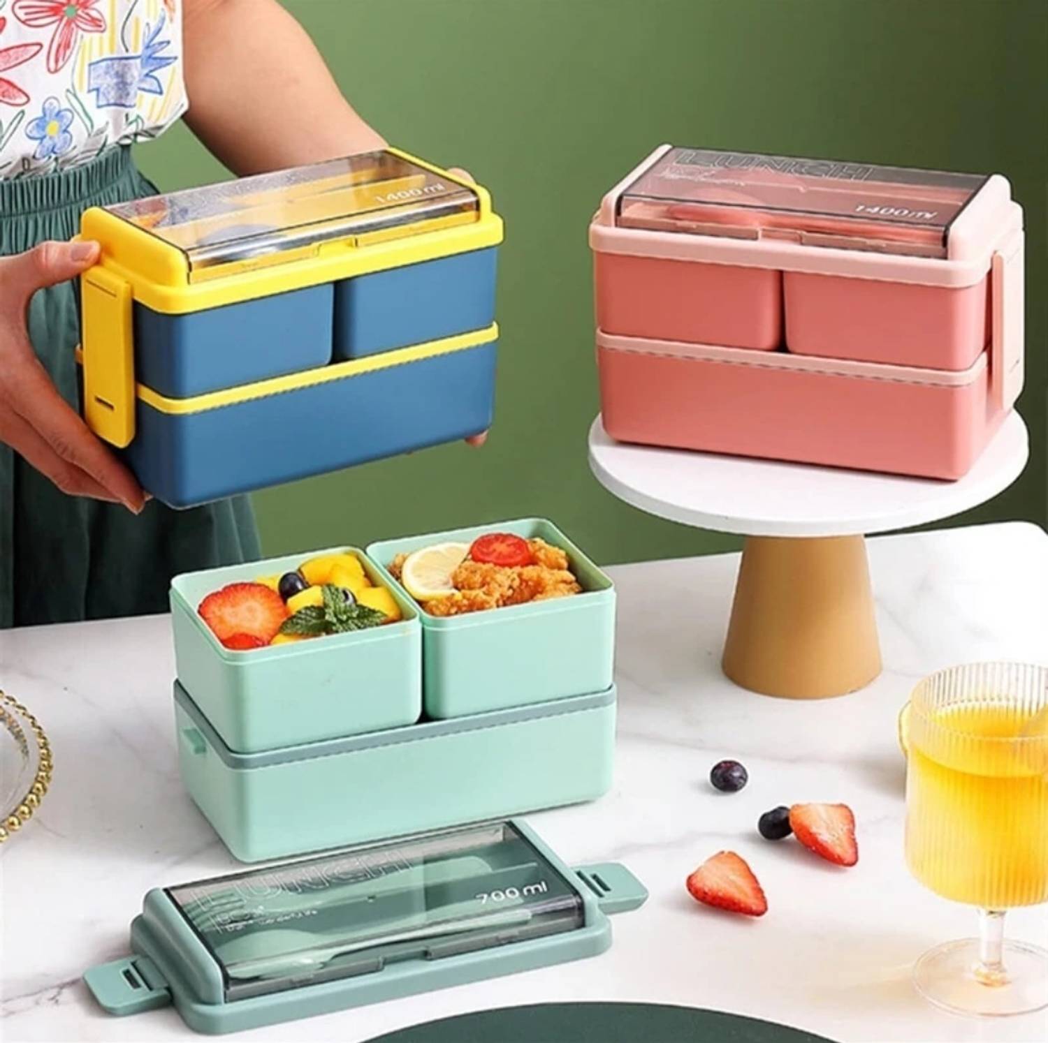 Terafikat Double Decker Lunch Box 3 Containers - Image 2