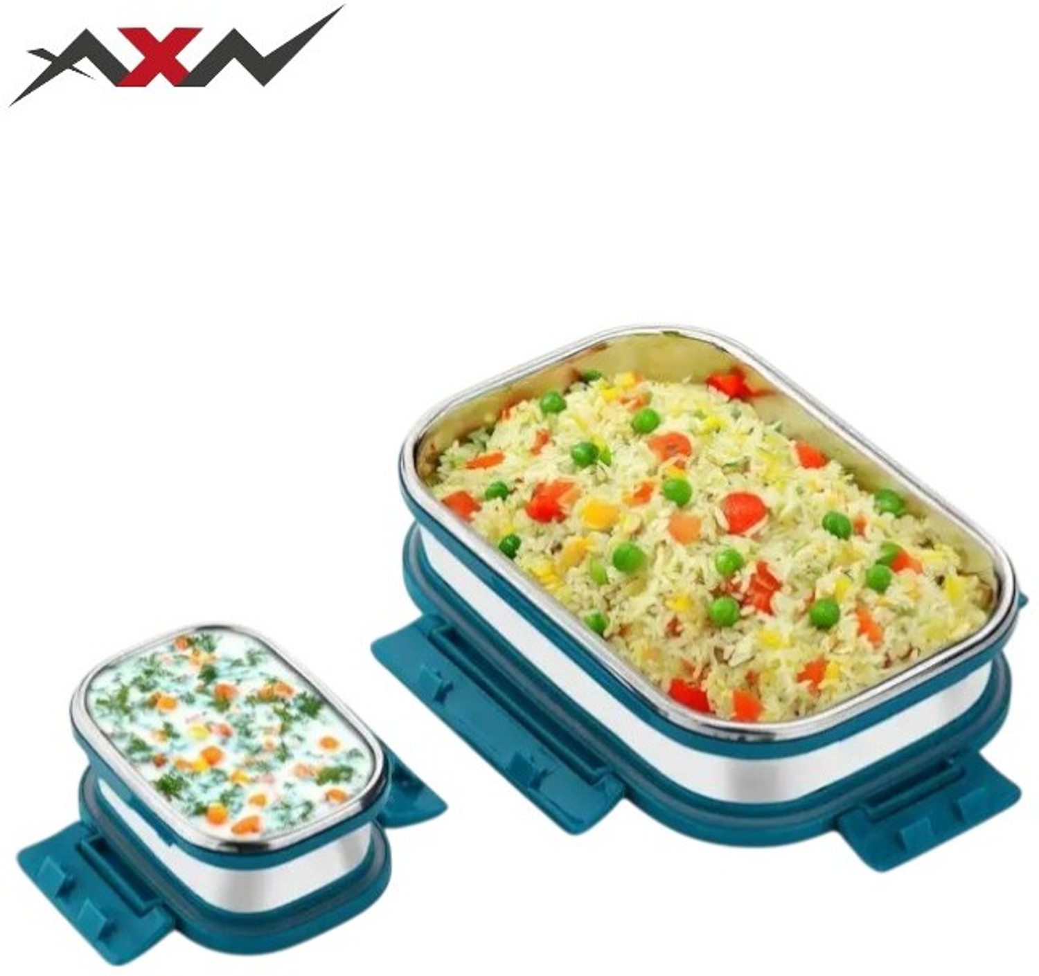 Image of AXN Stainless Steel Tiffin for Kid 2 Containers Stainless Steel School Lunch Box