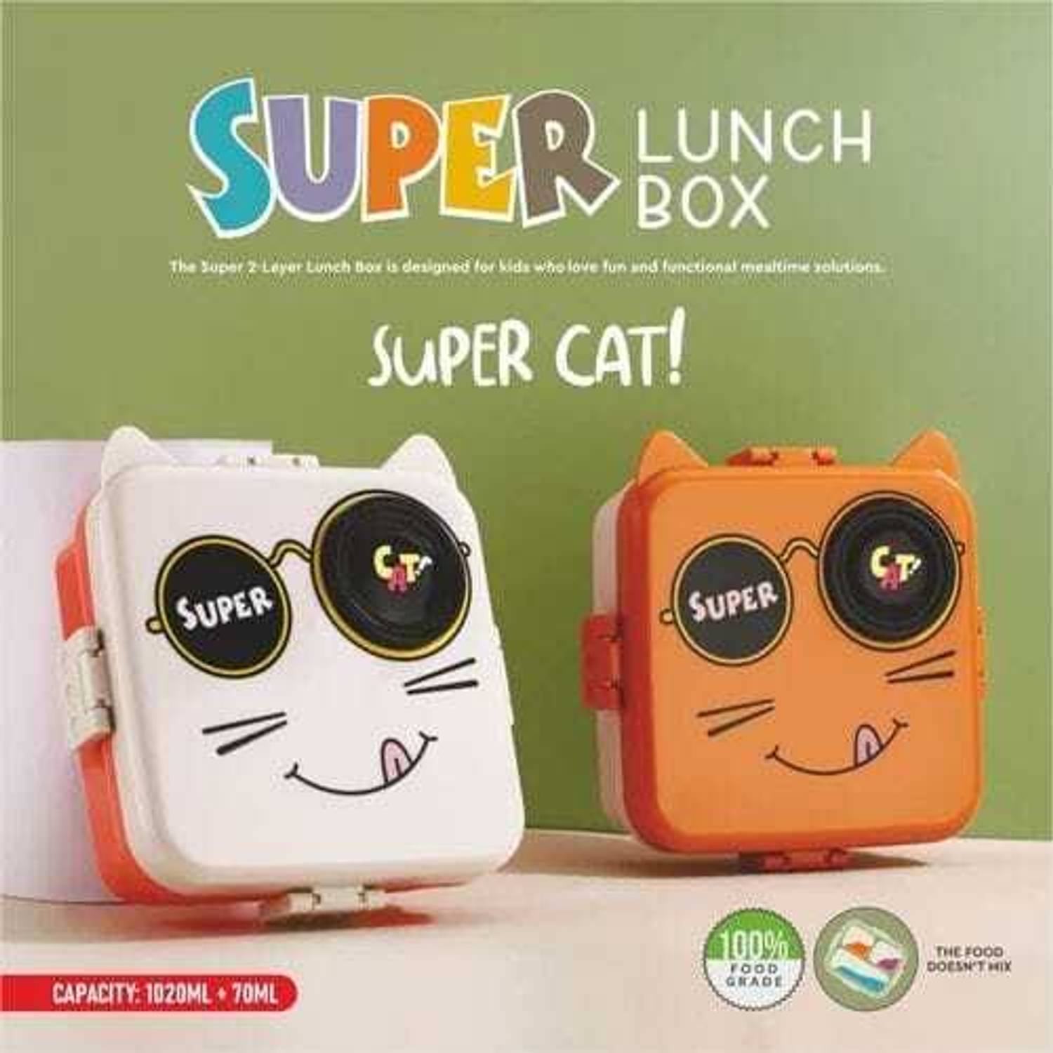 Better Buy Super Cat Box for Kids, Insulated Lunch Box with Salad Cup & Spoon 3 Containers Stainless Steel School Lunch Box