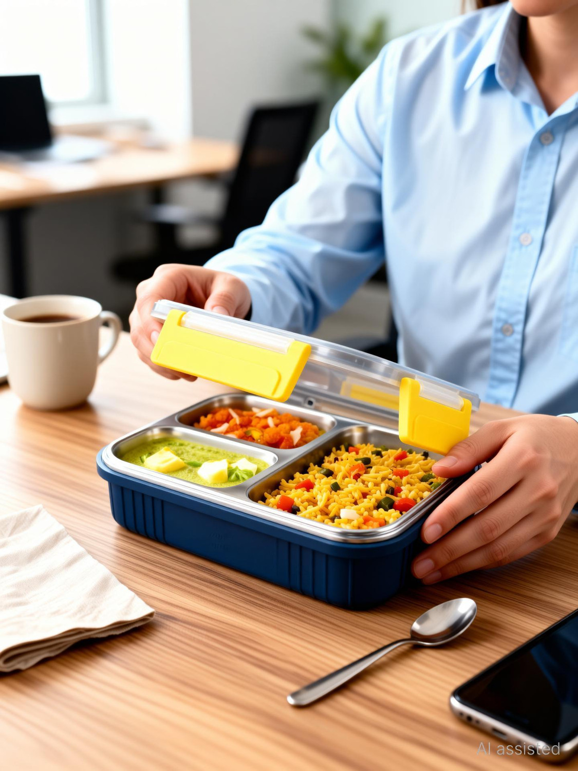 Image of MILTON Fun Feast 3 1 Containers Stainless Steel Office Lunch Box