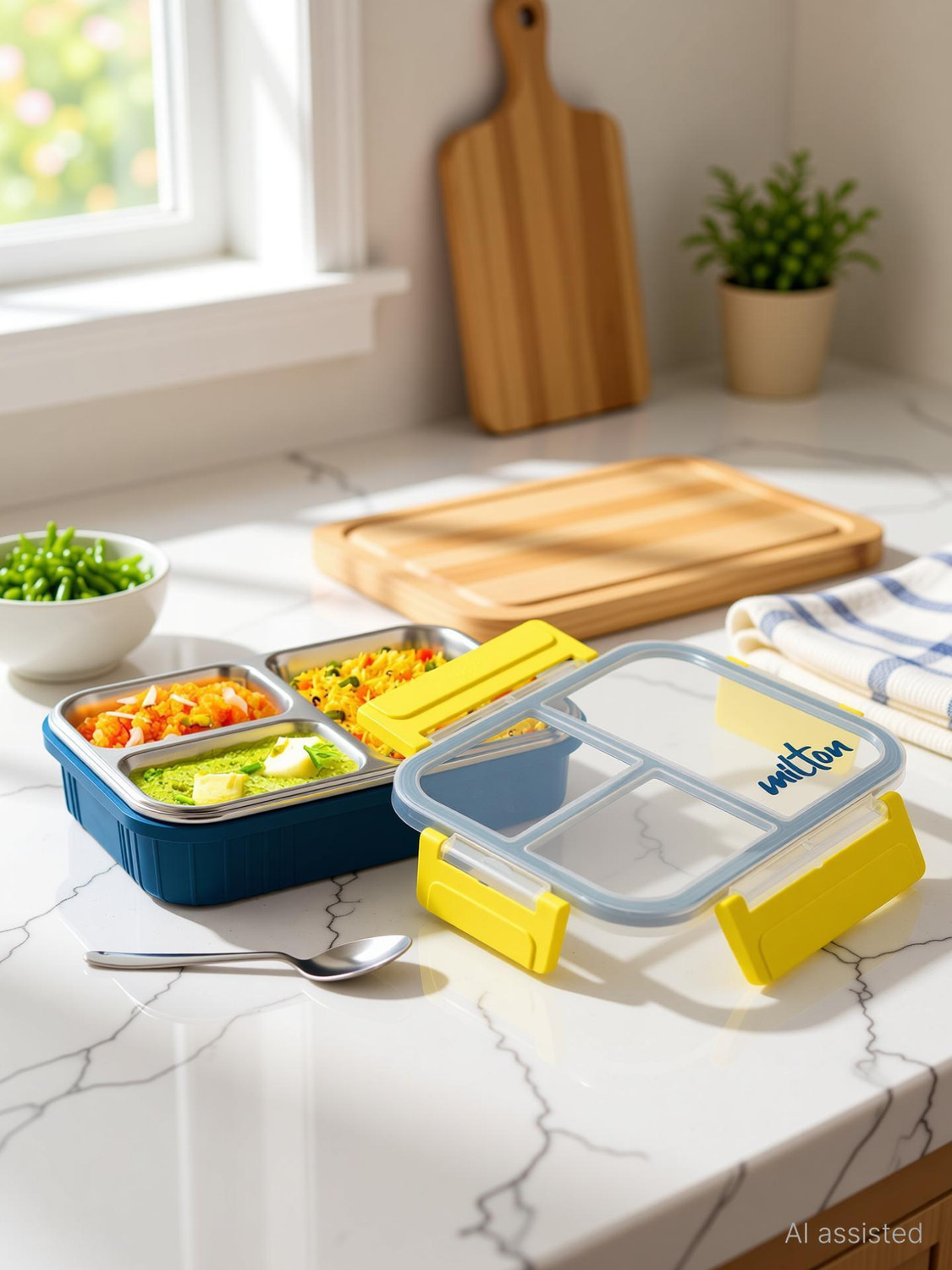 Image of MILTON Fun Feast 3 1 Containers Stainless Steel Office Lunch Box