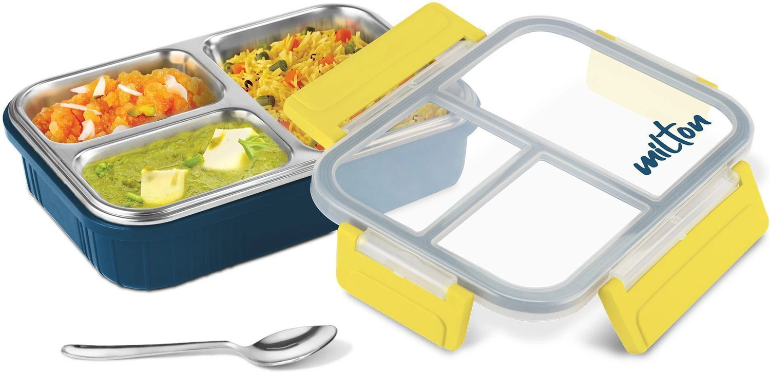 Image of MILTON Fun Feast 3 1 Containers Stainless Steel Office Lunch Box