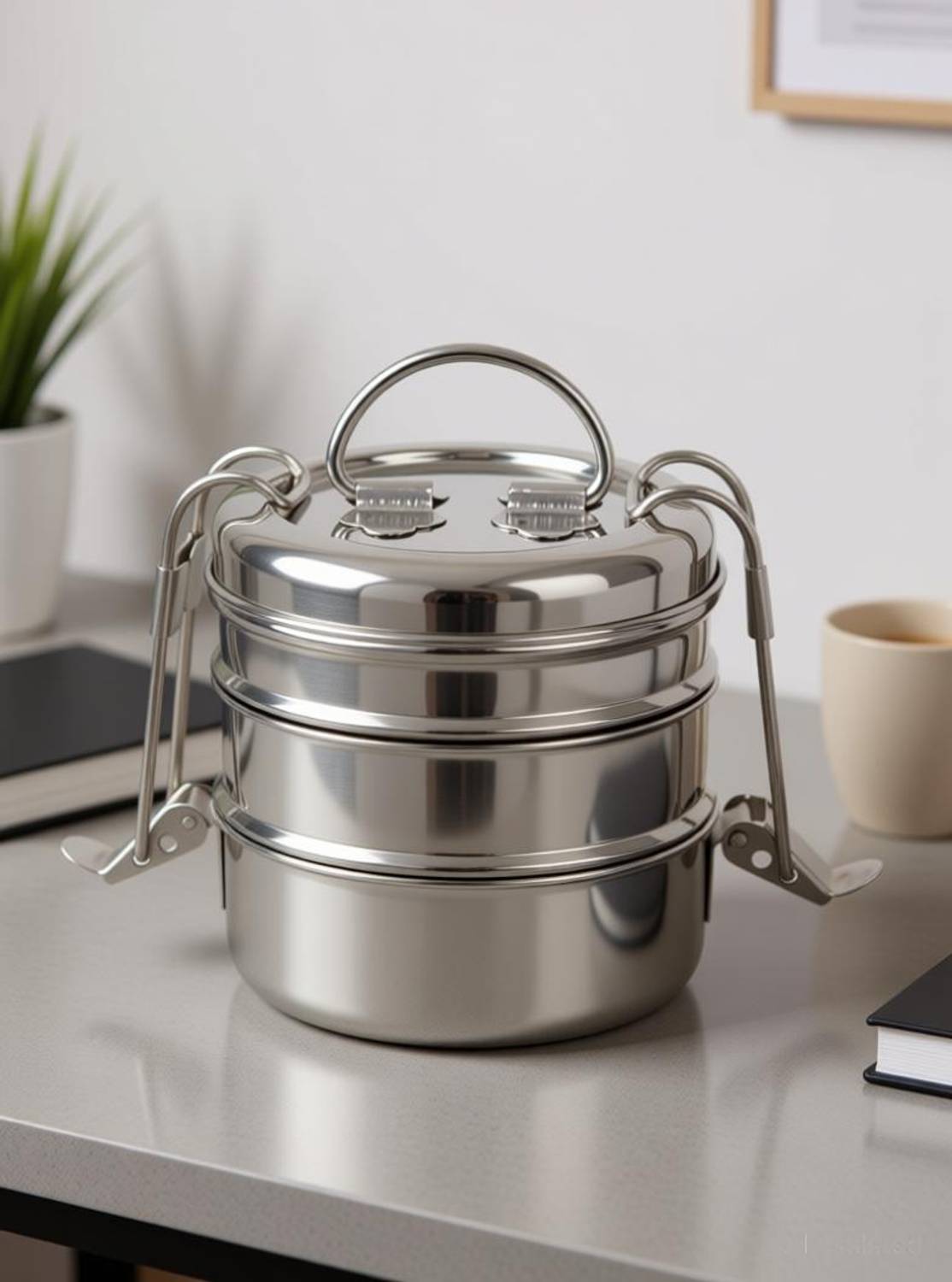 Ambit stainless steel tiffin box 3 silver -1200 ml_052 3 Containers Stainless Steel Office Lunch Box