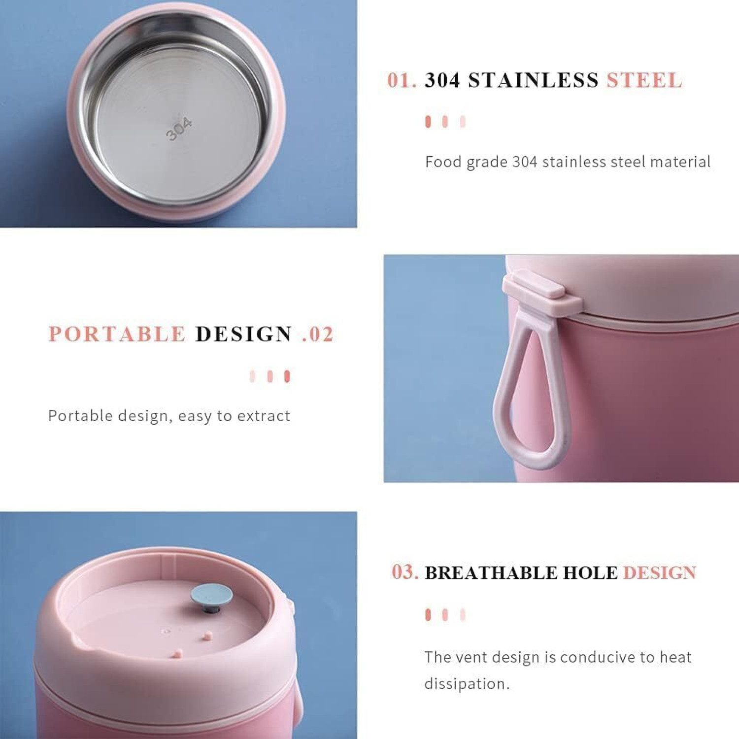 Image of diyaansh Stainless Steel Solid 1pc Soup Container with 1 Spoon and Spoon Holder 1 Containers Stainless Steel Office Lunch Box