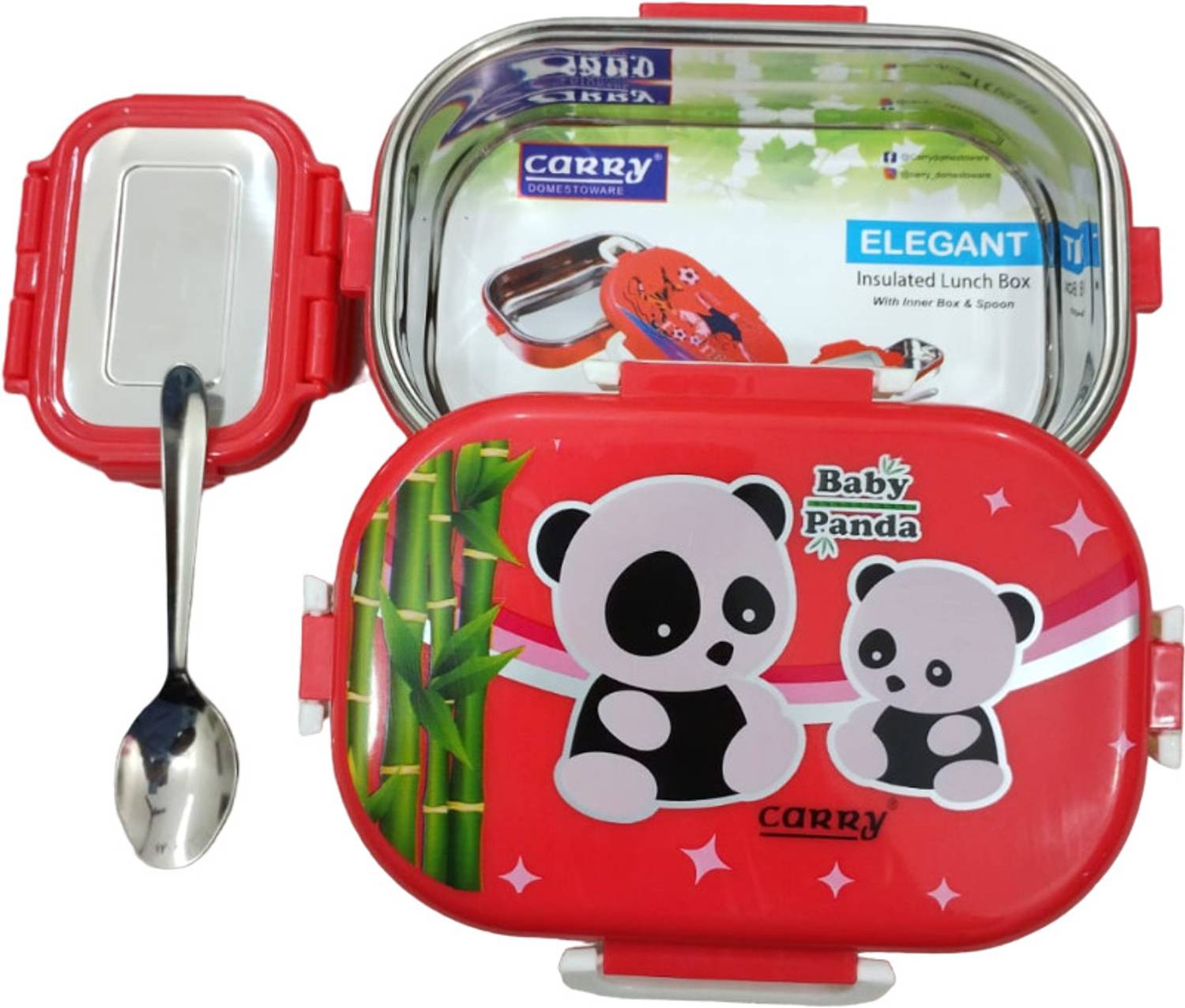 carry Red Lunch Box Reusable Leakproof Lunchbox Daily Healthy Food Box 2 Containers Stainless Steel Office Lunch Box