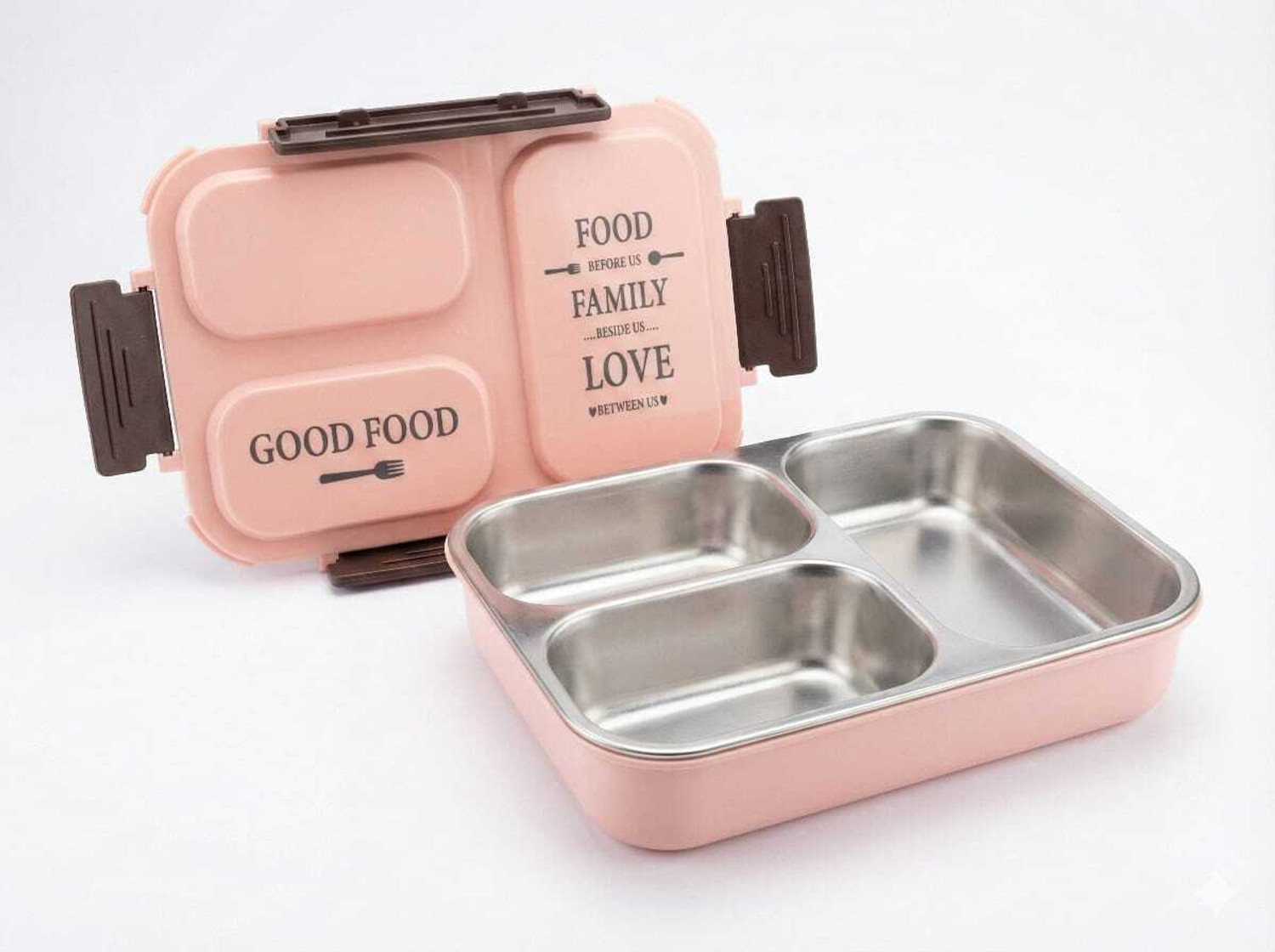 Image of NOLVEX KN-LNCH-0101 3 Containers Plastic, Stainless Steel School Lunch Box