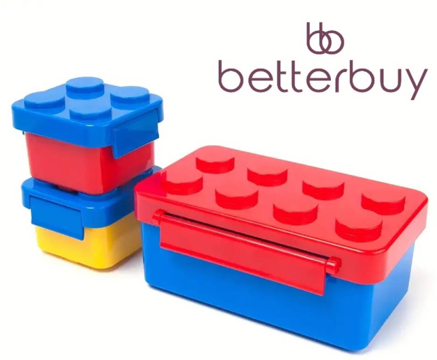Better Buy Blocks Stackable BPA Free Set of 3 Containers Plastic School Lunch Box