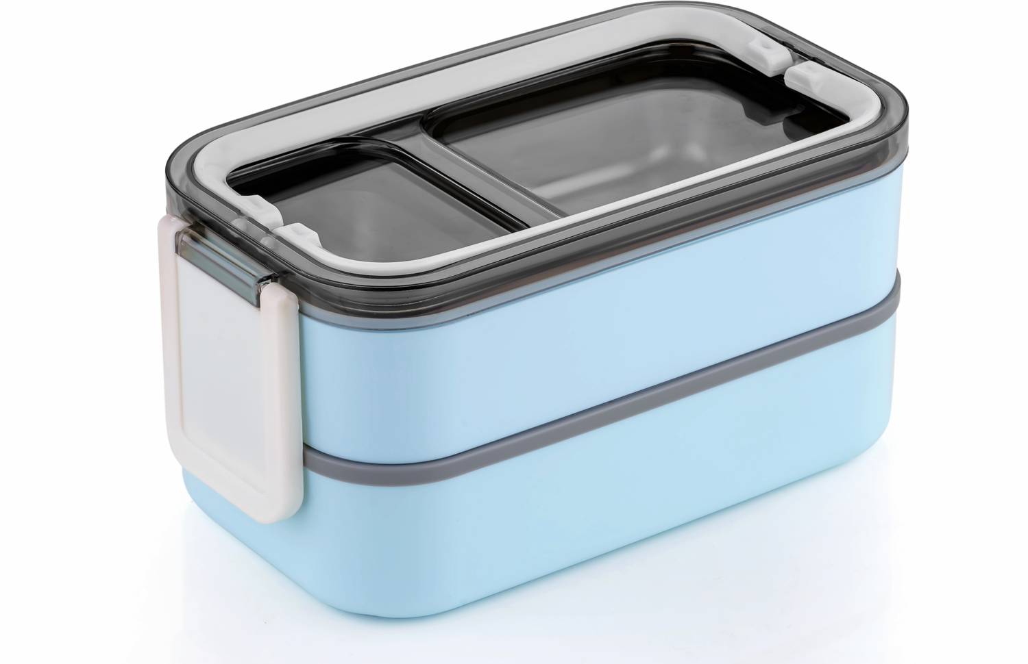 2Mech Plastic Lunch Box with Stainless Steel Compartments Blue 2 Containers Stainless Steel Office Lunch Box