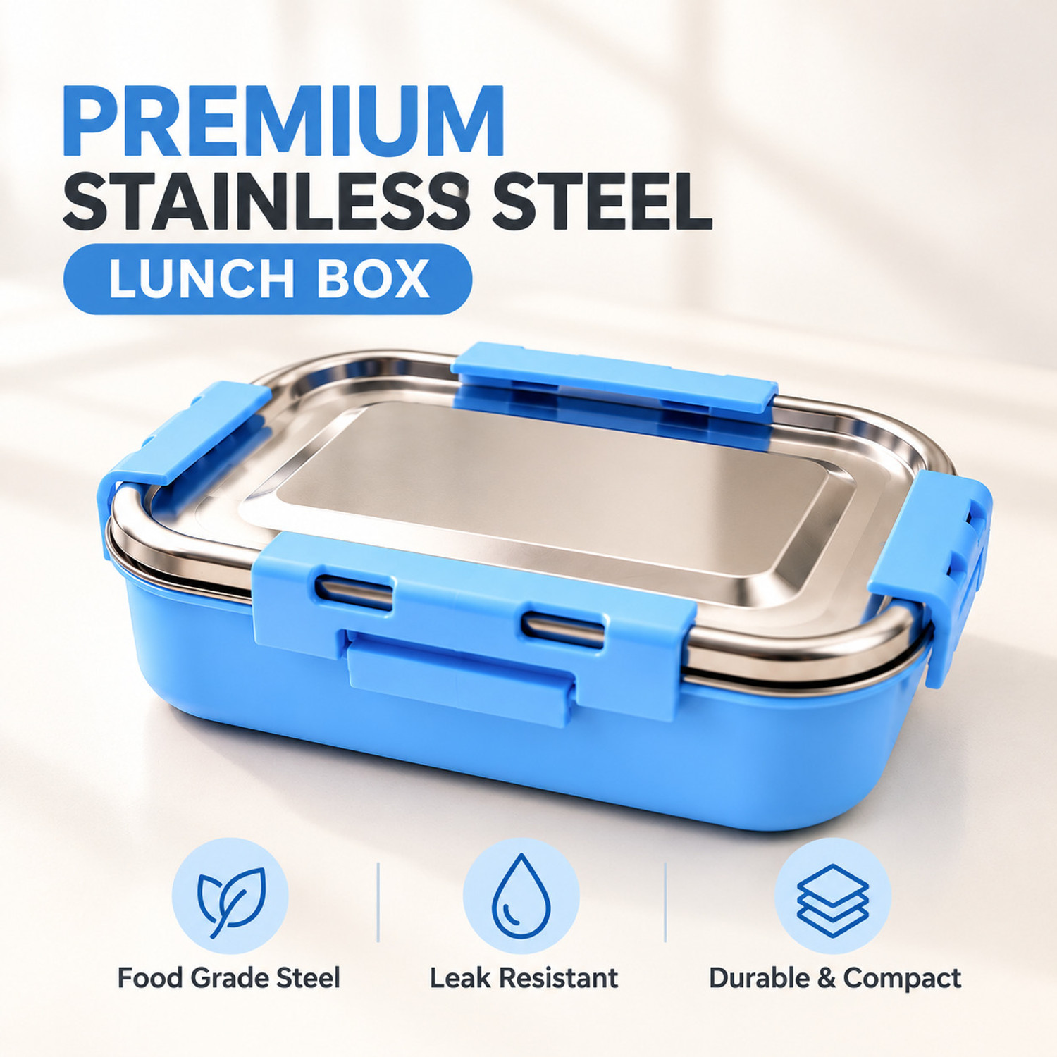Image of HouseofAARNA AspireHome Stainless Steel Tiffin for Kids 2 Containers Stainless Steel Office Lunch Box (900 ml)