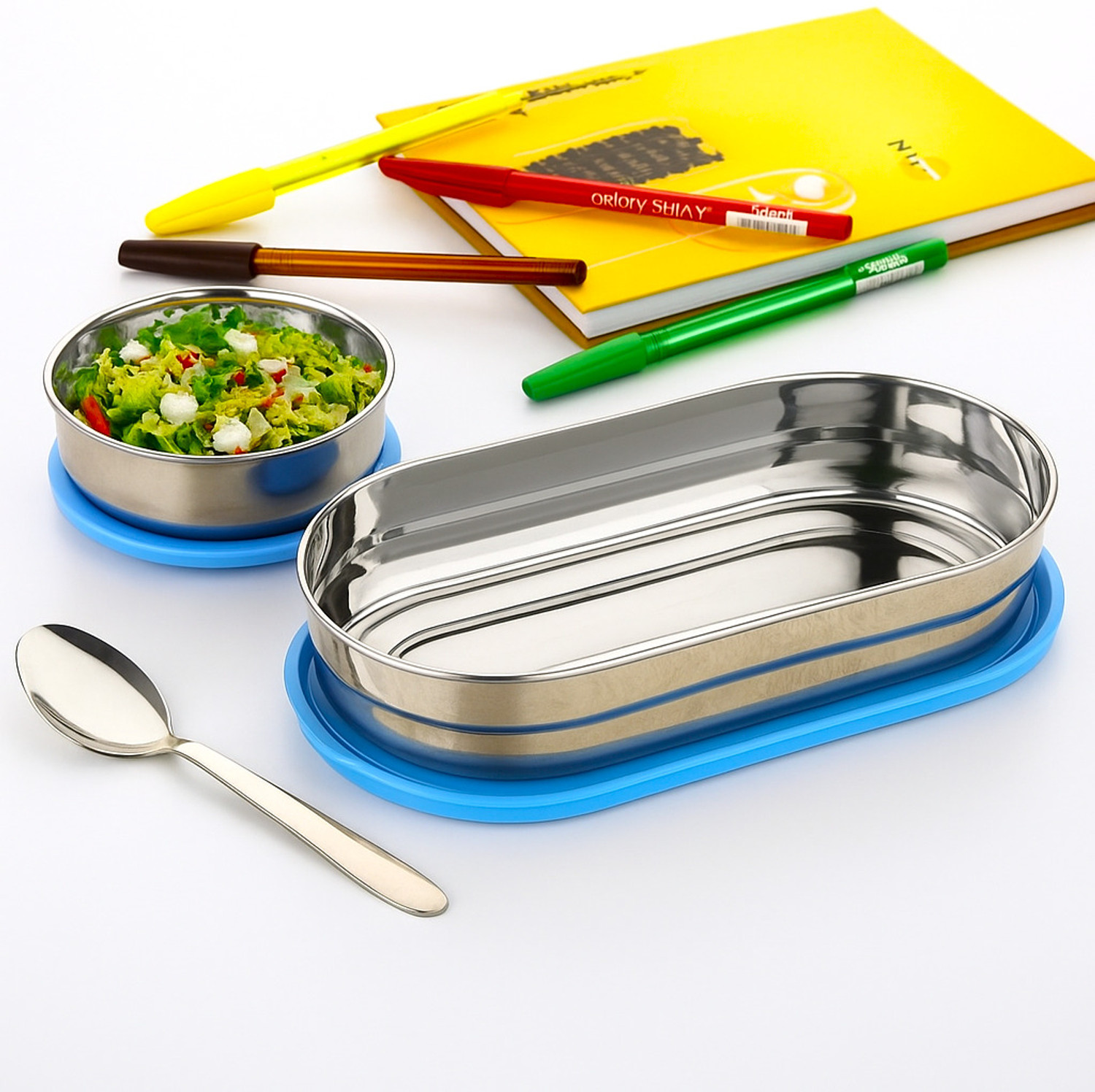 Image of BHARATWISH LUNCH BOX 007 2 Containers Stainless Steel School Lunch Box (700 ml)
