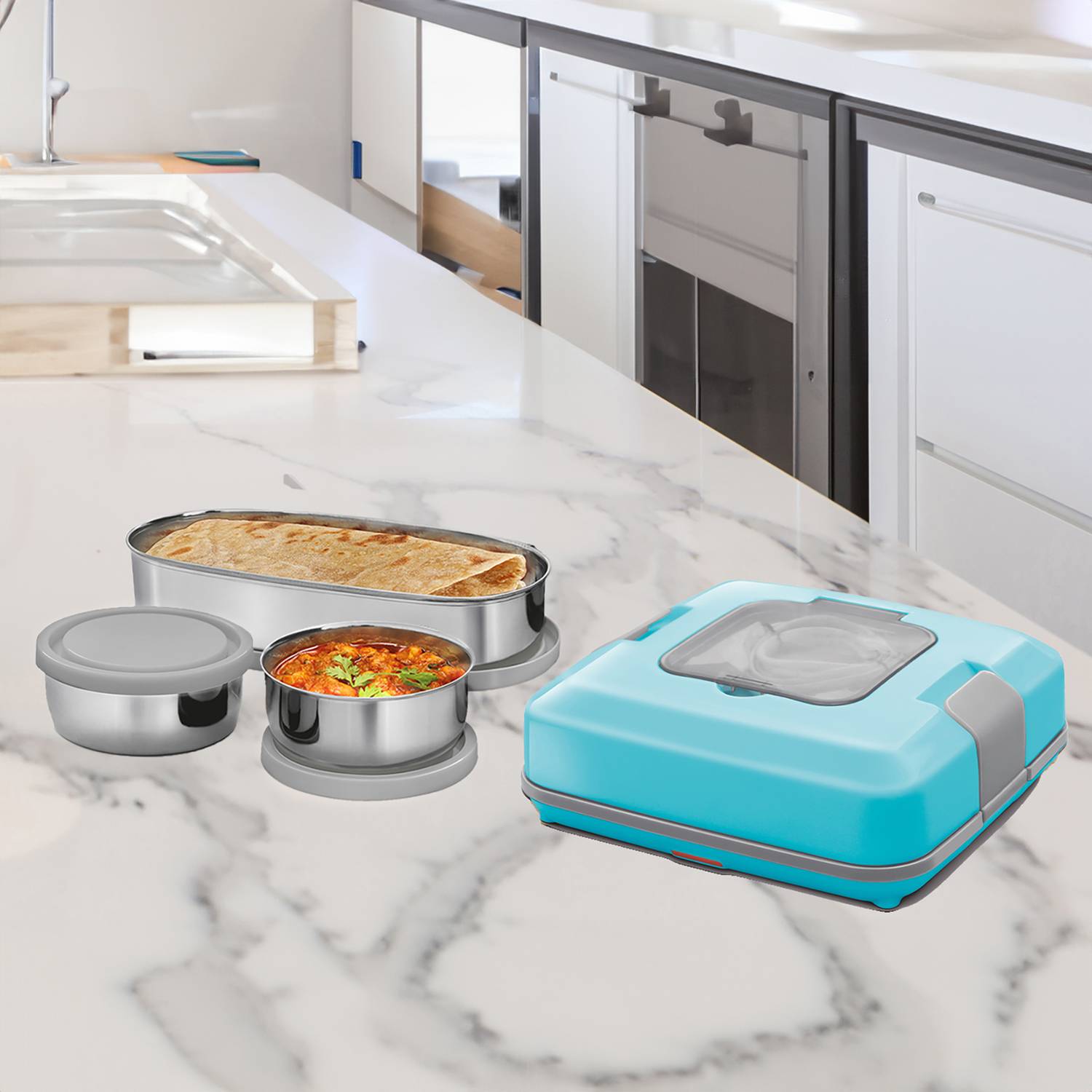 MILTON Flatron 3 Container Stainless Steel Tiffin Box - Image 3