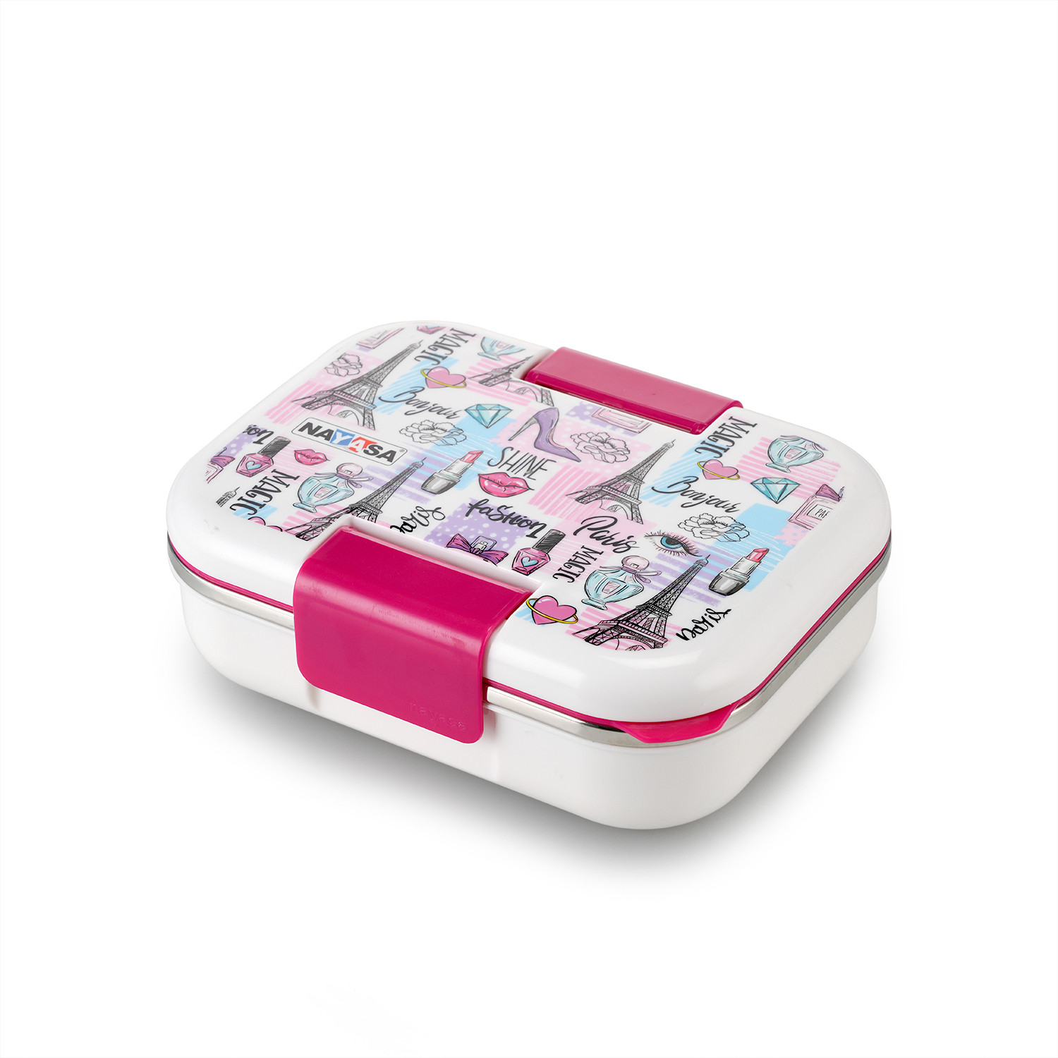 Image of NAYASA Marco 2 Compartment Vaccum Sealed Insulated Stainless Steel Lunch Box for Kids 1 Containers Plastic School Lunch Box