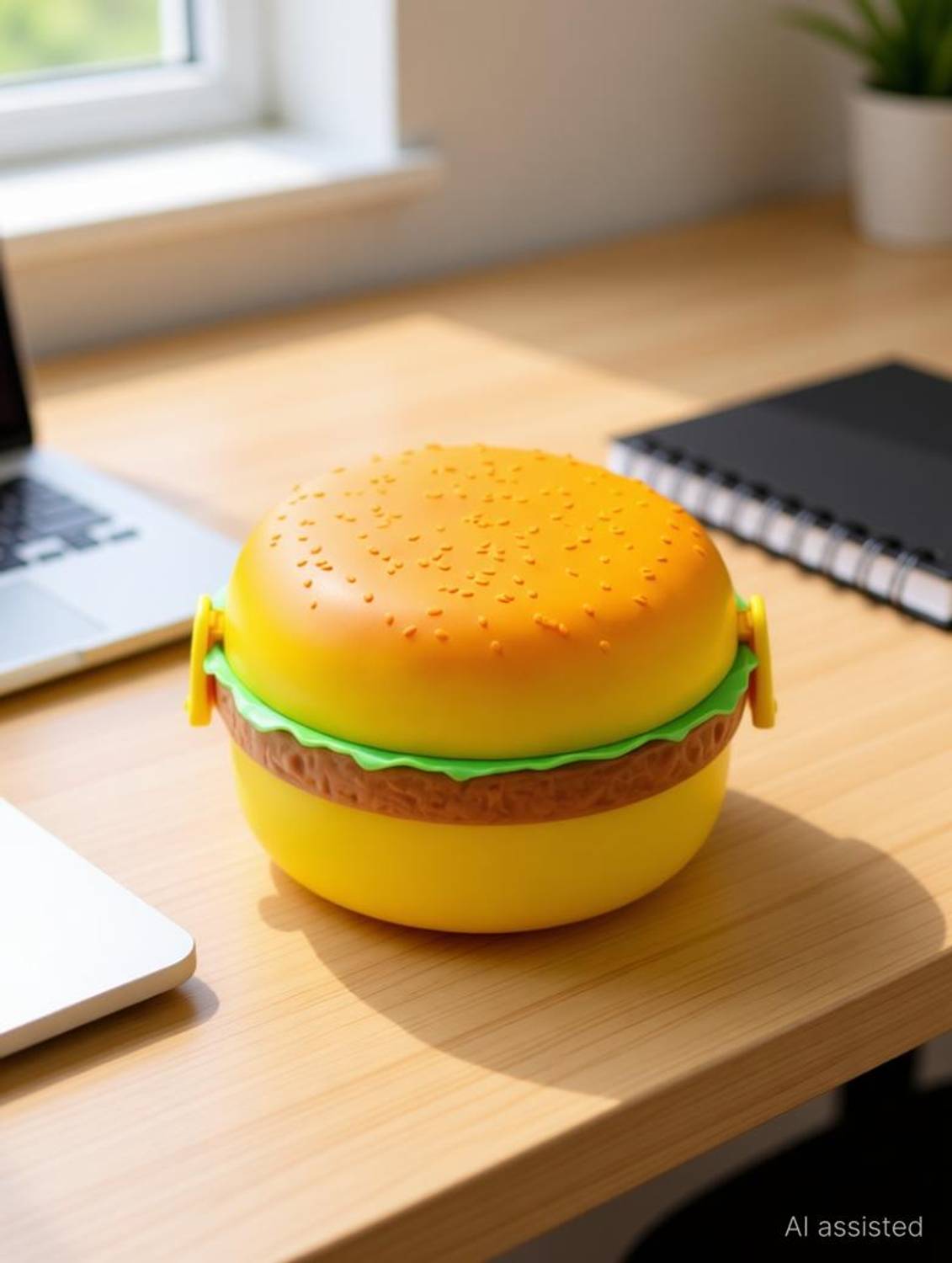 Amitasha 2 Layer Plastic Burger Shape Lunch Box Tiffin 3 Containers Plastic Office Lunch Box