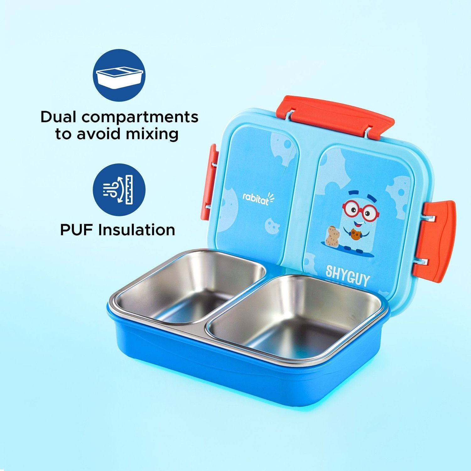 Image of Rabitat Yumzee Smash Lunchbox for School - Shyguy 1 Containers Stainless Steel School Lunch Box