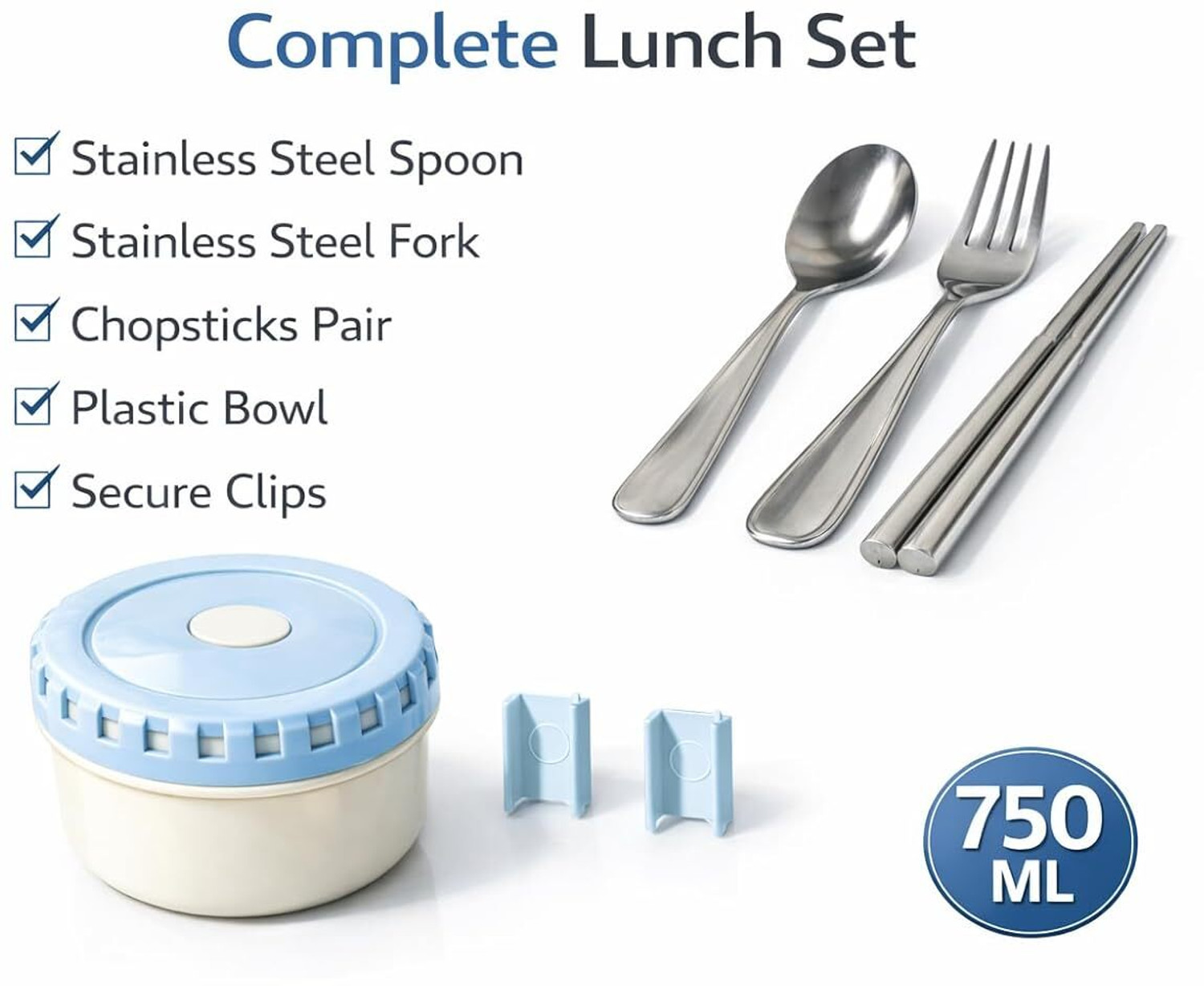 Image of Feiny Lunch Box 3 Compartment 3 Containers Stainless Steel Office Lunch Box