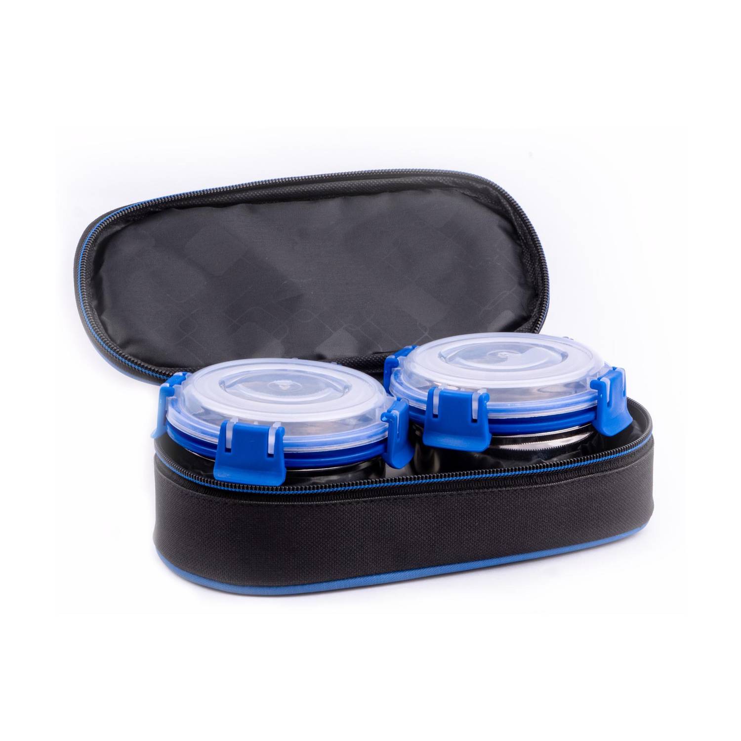 BOWLMAN Blue Bag with 2 Containers 2 Containers Stainless Steel School Lunch Box