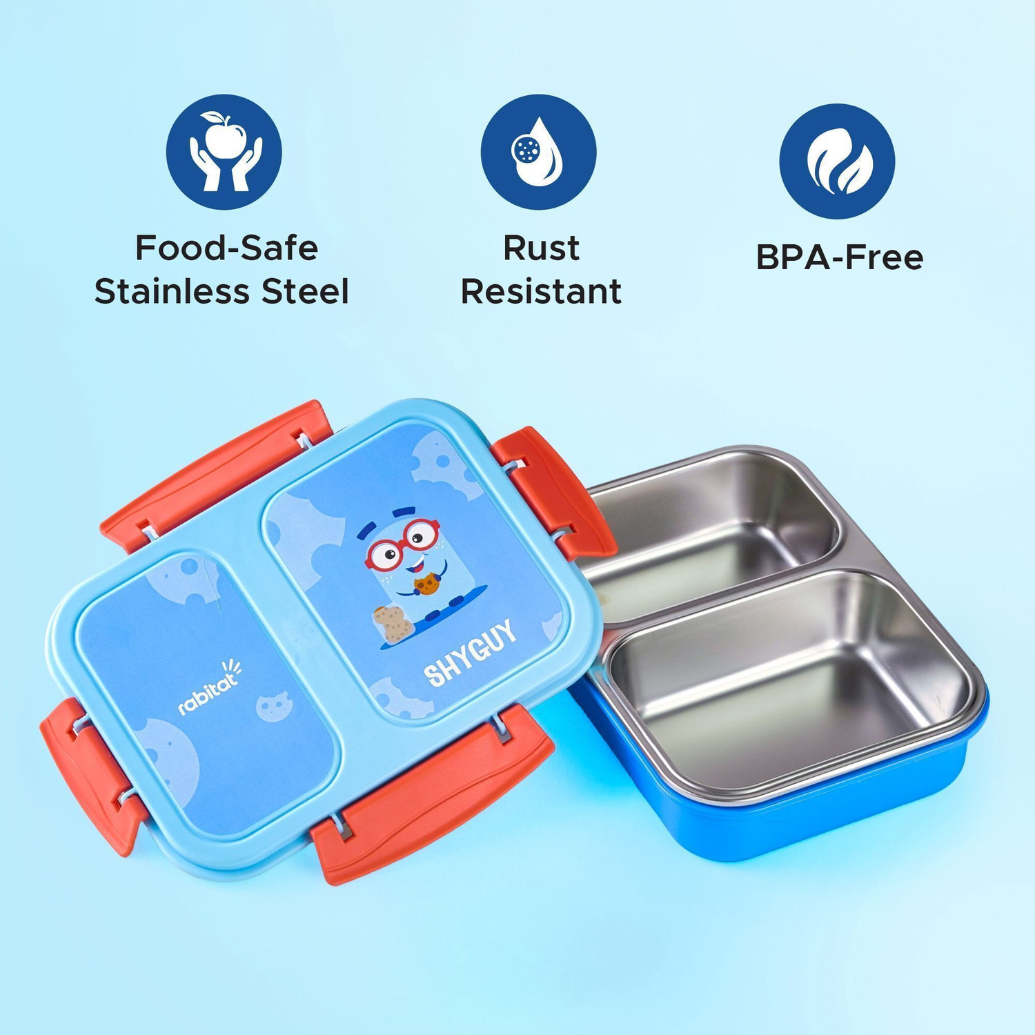 Image of Rabitat Yumzee Smash Lunchbox for School - Shyguy 1 Containers Stainless Steel School Lunch Box