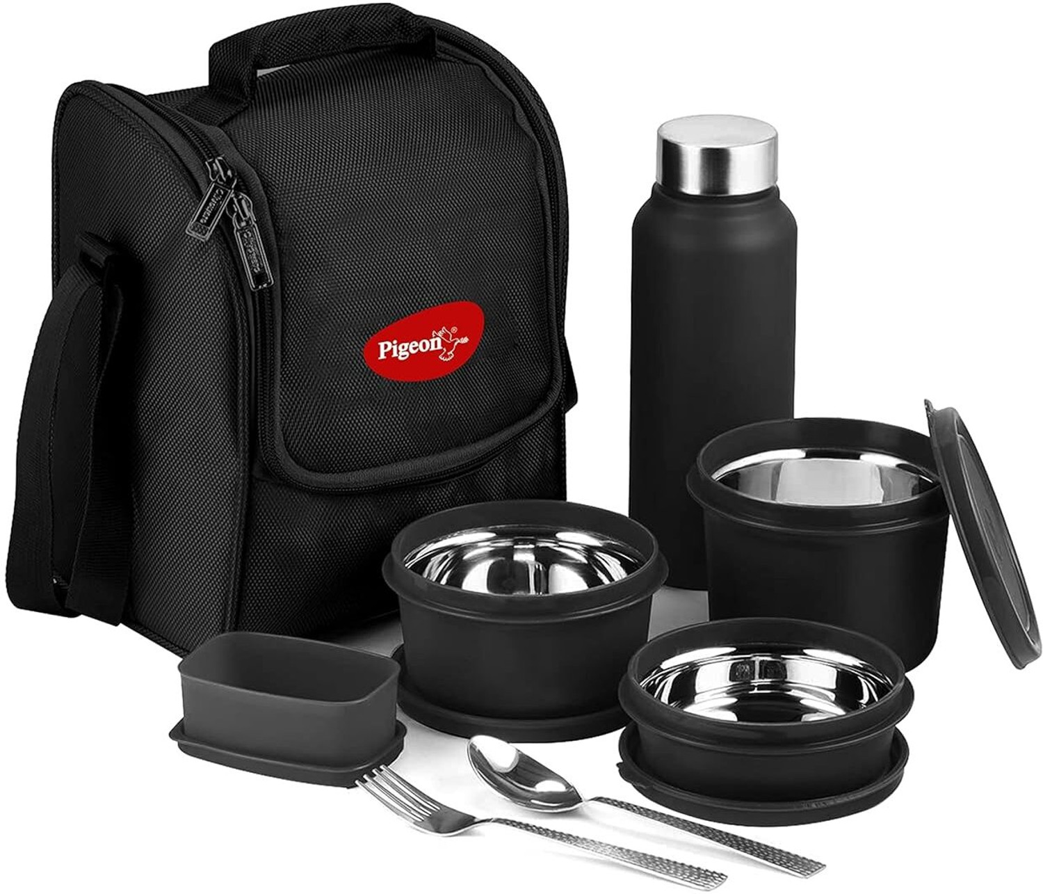 Image of Pigeon Heat & Treat Lunch Box 4 Containers Stainless Steel Office Lunch Box