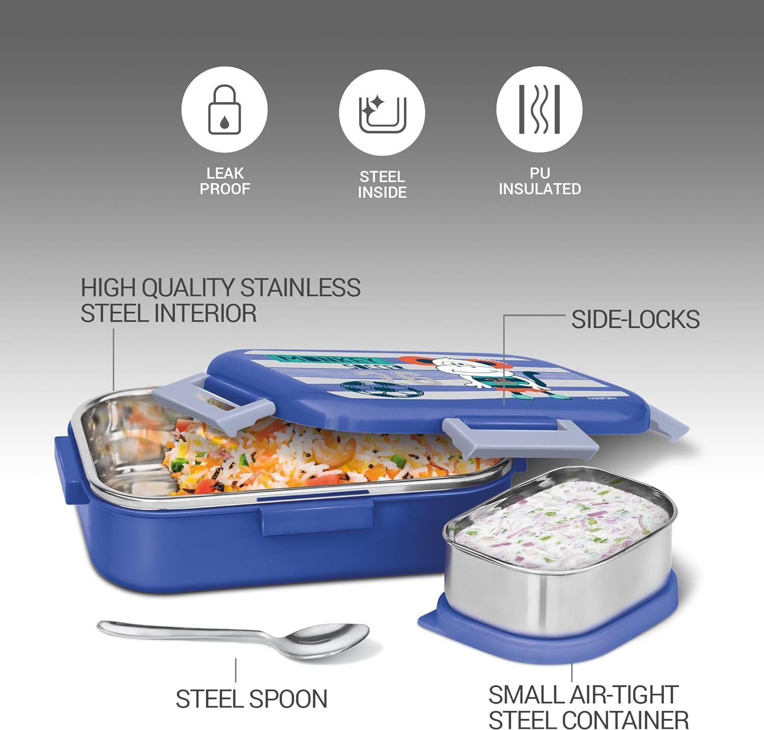 Image of MILTON New flatmate 2 Containers Stainless Steel School Lunch Box