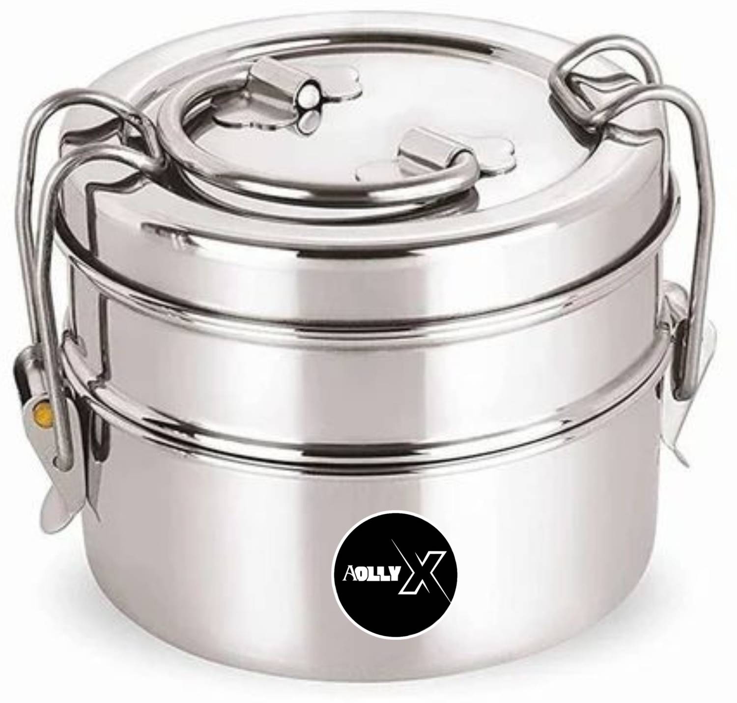 AOLLYX 2 Compartment Clip Tiffin/Lunchbox High Quality 2 Containers Stainless Steel Office Lunch Box
