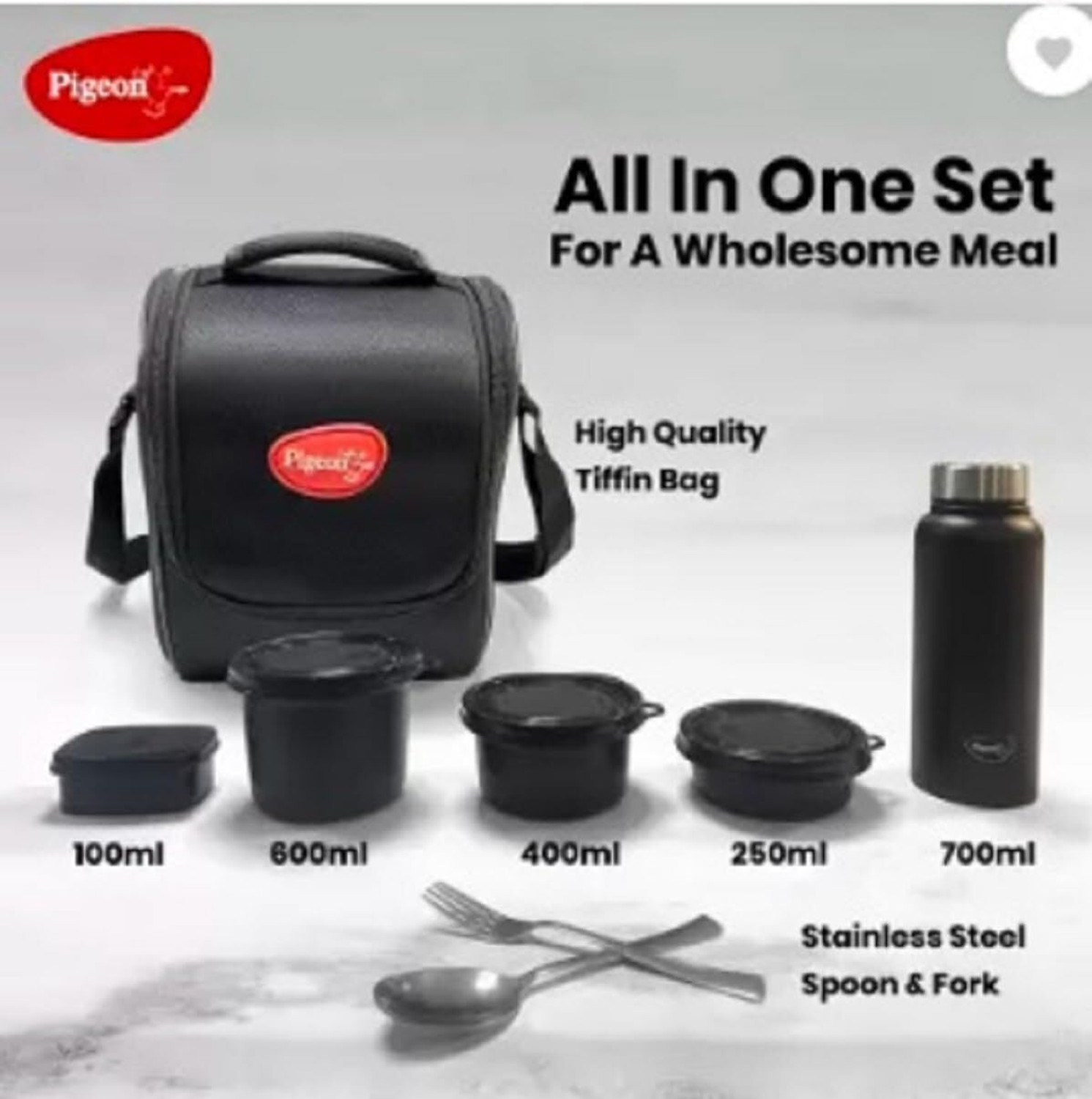 Image of Pigeon Heat & Treat Lunch Box 4 Containers Stainless Steel Office Lunch Box