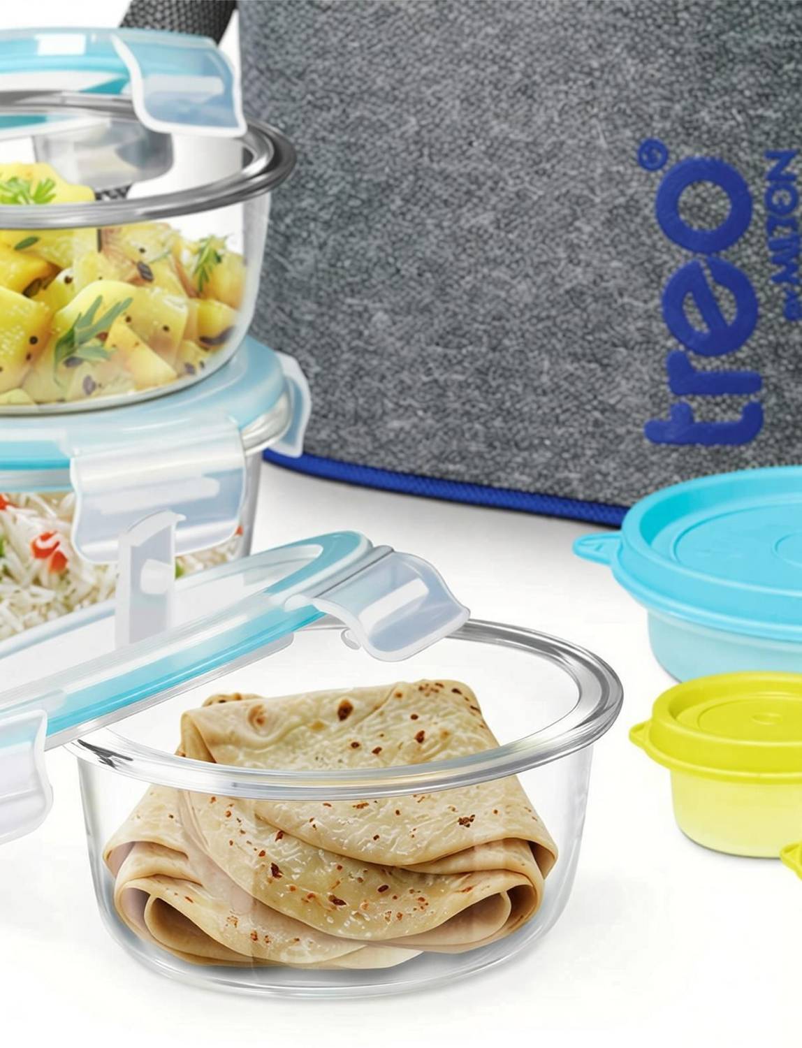 TREO All Fresh Premier Glass Tiffin Set of 8 Pack of 8 - Image 4