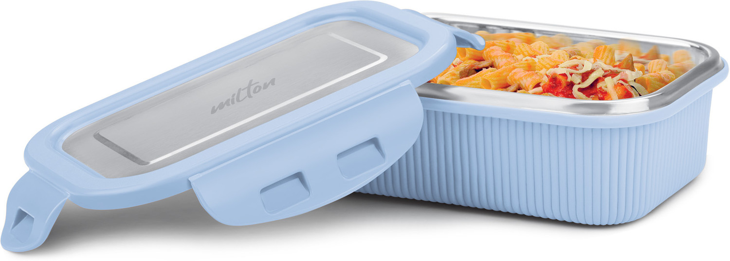 Image of MILTON Cool Touch Rectangular 400 Stainless Steel Microwave Safe Container, 380 ml 1 Containers Stainless Steel Office Lunch Box (380 ml)