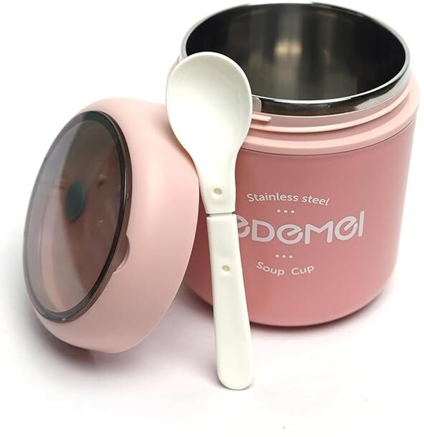 Image of diyaansh Stainless Steel Solid 1pc Soup Container with 1 Spoon and Spoon Holder 1 Containers Stainless Steel Office Lunch Box
