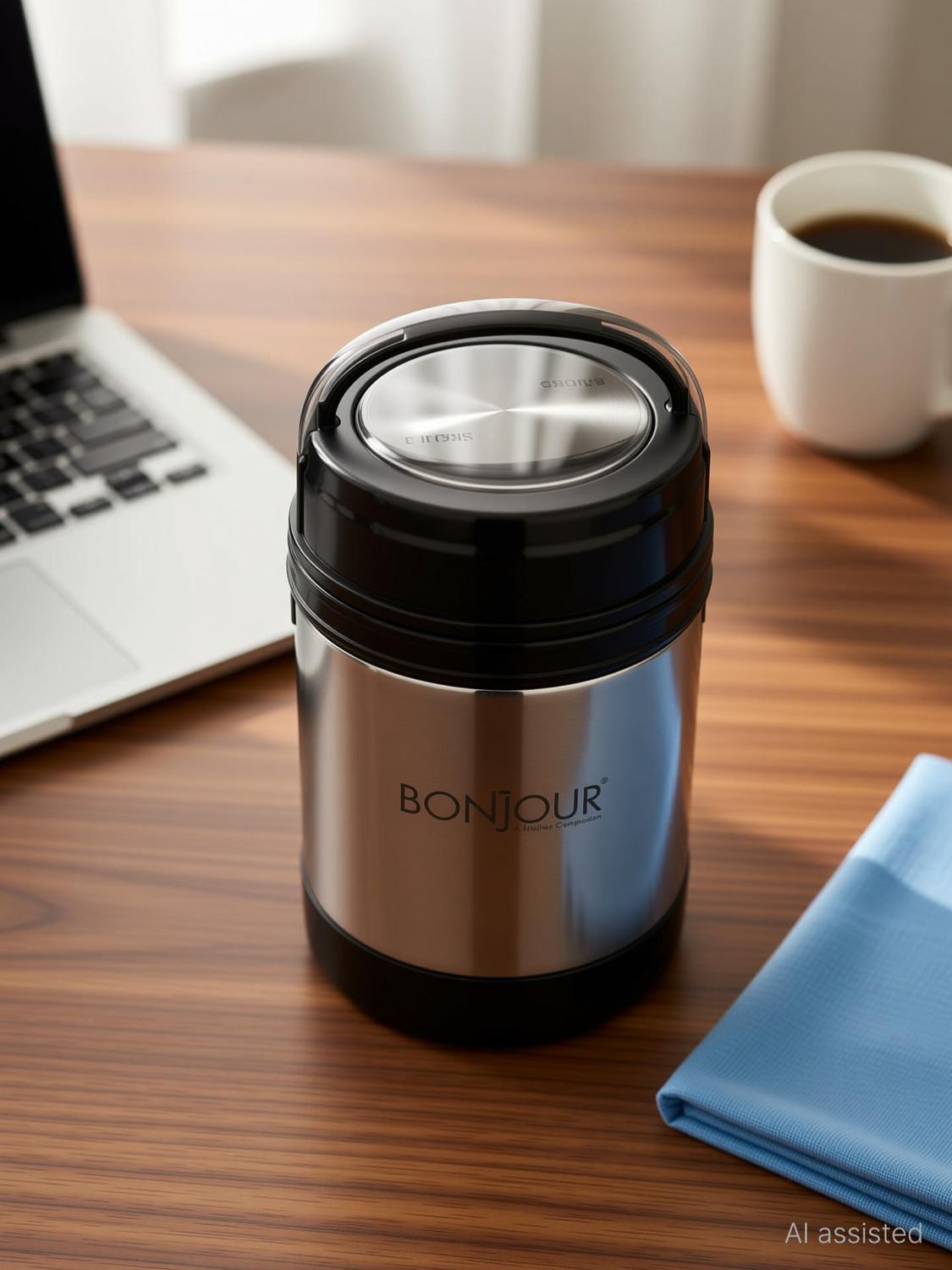 Image of BONJOUR Eiffel Senior 3 | PUF Insulated Steel Tiffin | Easy to Carry | Office & Travel 3 Containers Stainless Steel Office Lunch Box