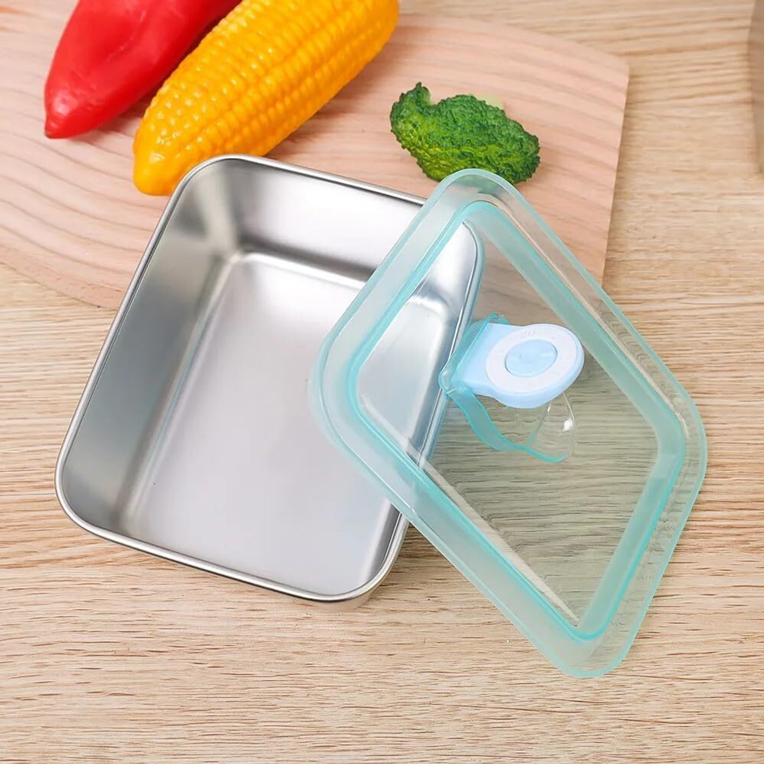 Image of VENLANKA Food Storage Containers Airtight Leakproof BPA-Free Kitchen Storage Set 1 Containers Stainless Steel, Plastic School Lunch Box