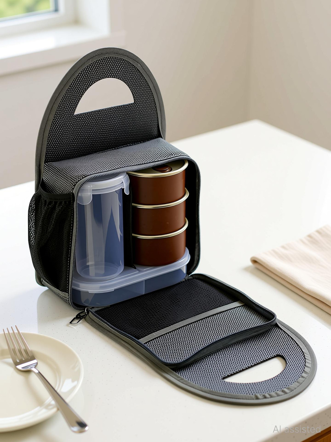 Image of S ENTERPRISE Stainless Steel Lunch Box - Tiffin Box with Bag for Office use, Student, Women, Men, Girls 5 Containers Stainless Steel Office Lunch Box