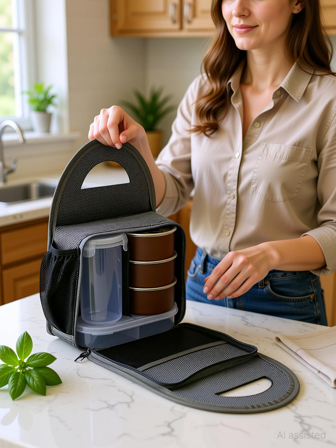 Image of S ENTERPRISE Stainless Steel Lunch Box - Tiffin Box with Bag for Office use, Student, Women, Men, Girls 5 Containers Stainless Steel Office Lunch Box