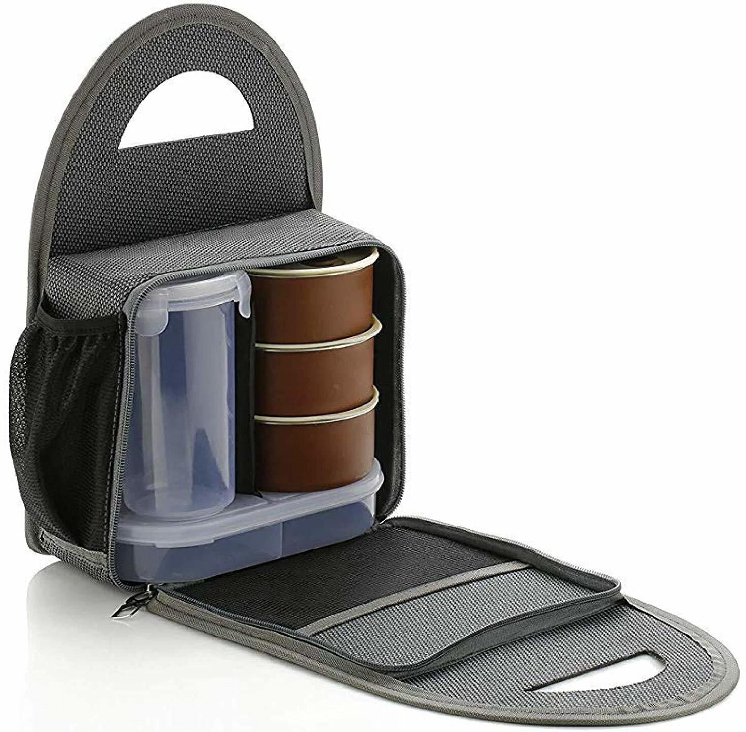 Image of S ENTERPRISE Stainless Steel Lunch Box - Tiffin Box with Bag for Office use, Student, Women, Men, Girls 5 Containers Stainless Steel Office Lunch Box